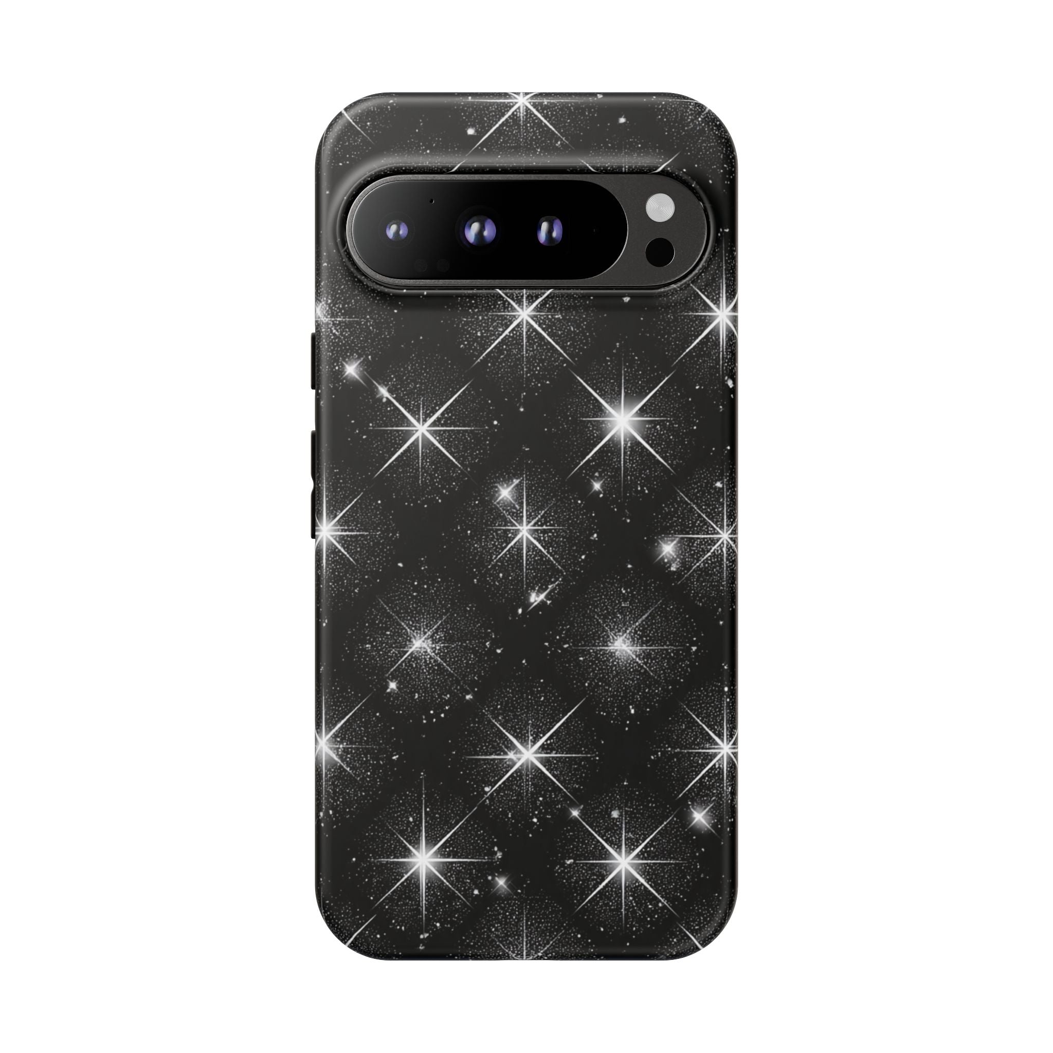 Galaxy Sparkle Tough Phone Case — Black Starfield Protective Cover