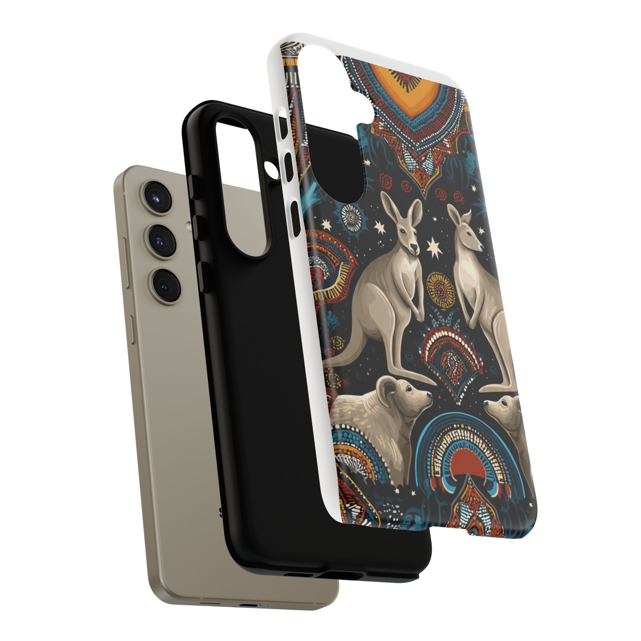 Kangaroo & Boomerang Tough Phone Case — Australian Wildlife Pattern