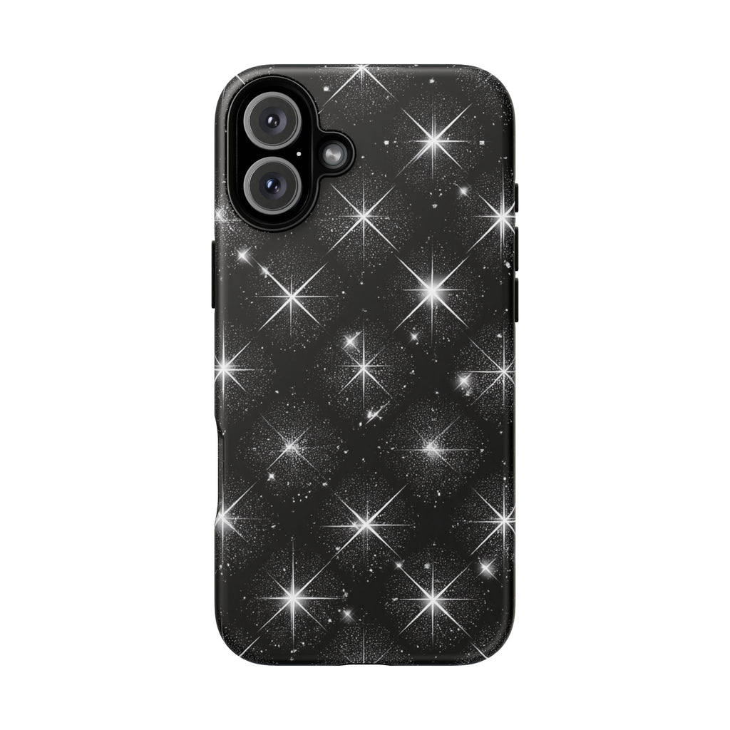 Galaxy Sparkle Tough Phone Case — Black Starfield Protective Cover