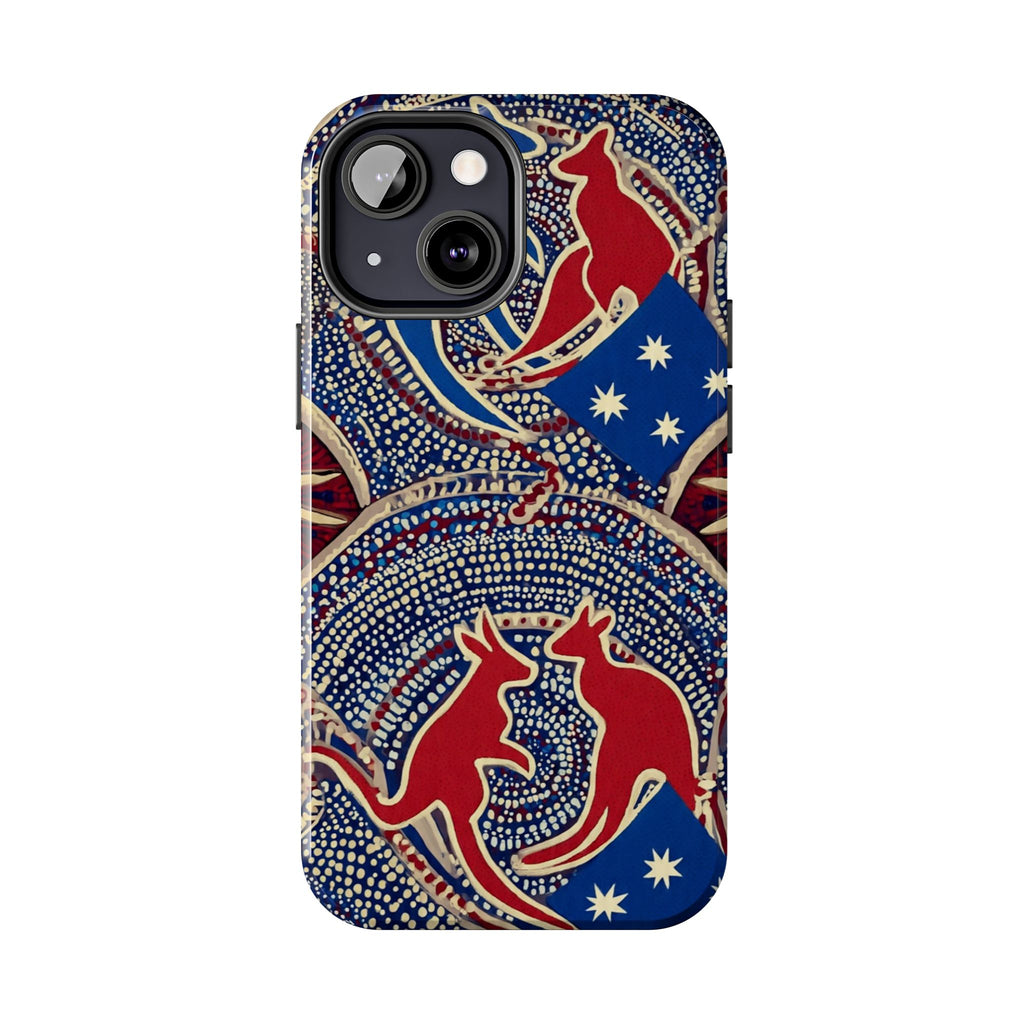Australian Aboriginal Style Kangaroo Tough Phone Case — Patriotic Dot Art Phone Cover