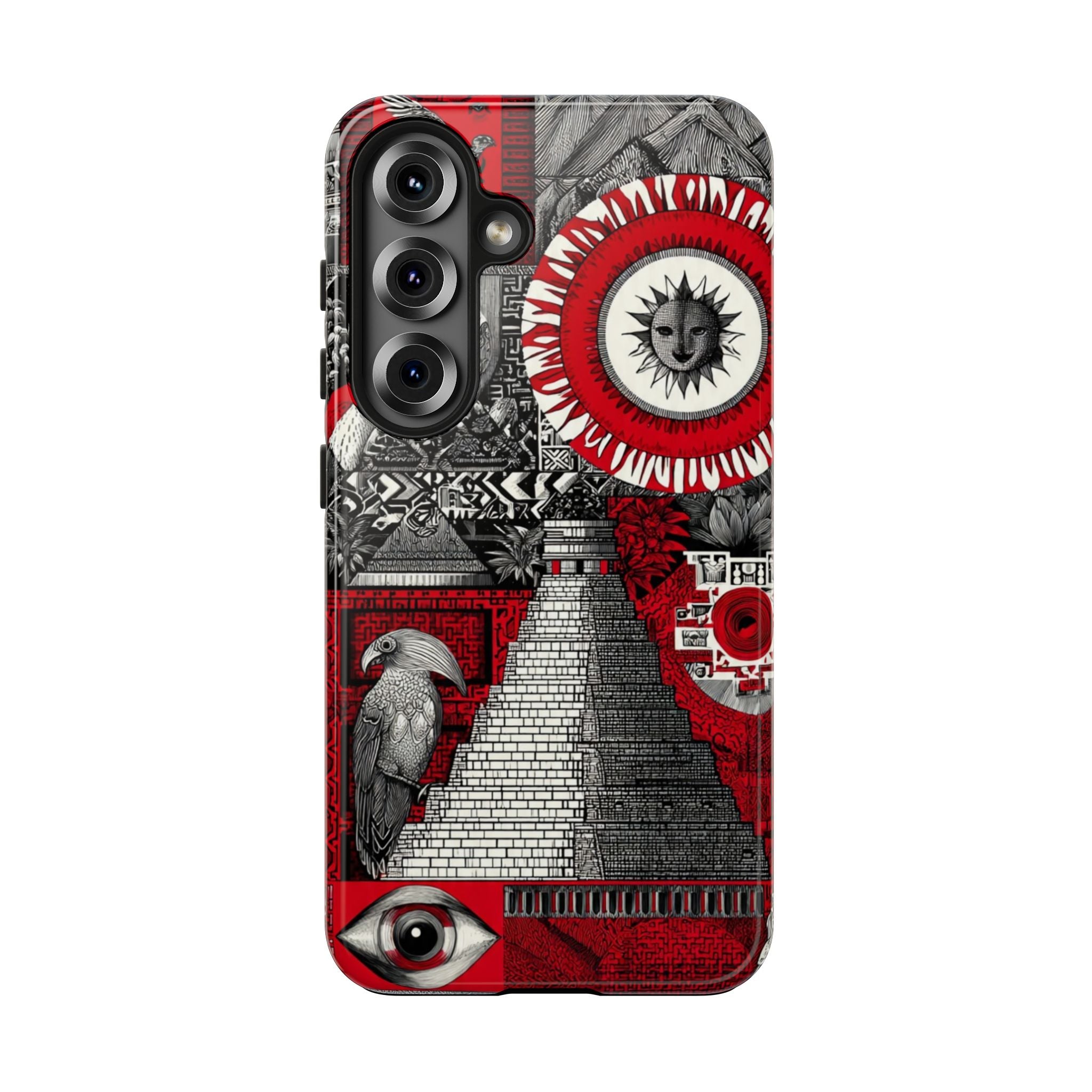 Tough Phone Case — Red Inca Pyramid Collage (Sun & Raven)