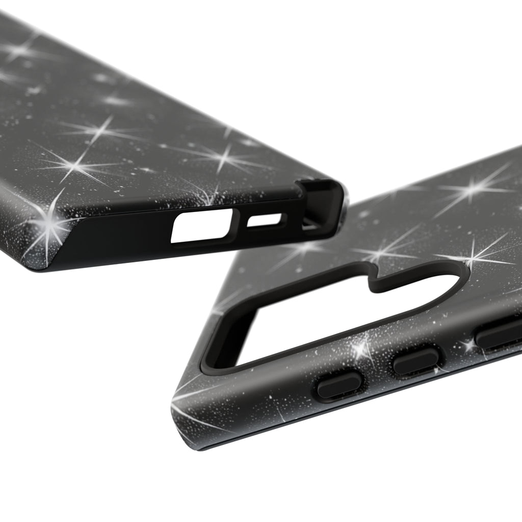 Galaxy Sparkle Tough Phone Case — Black Starfield Protective Cover