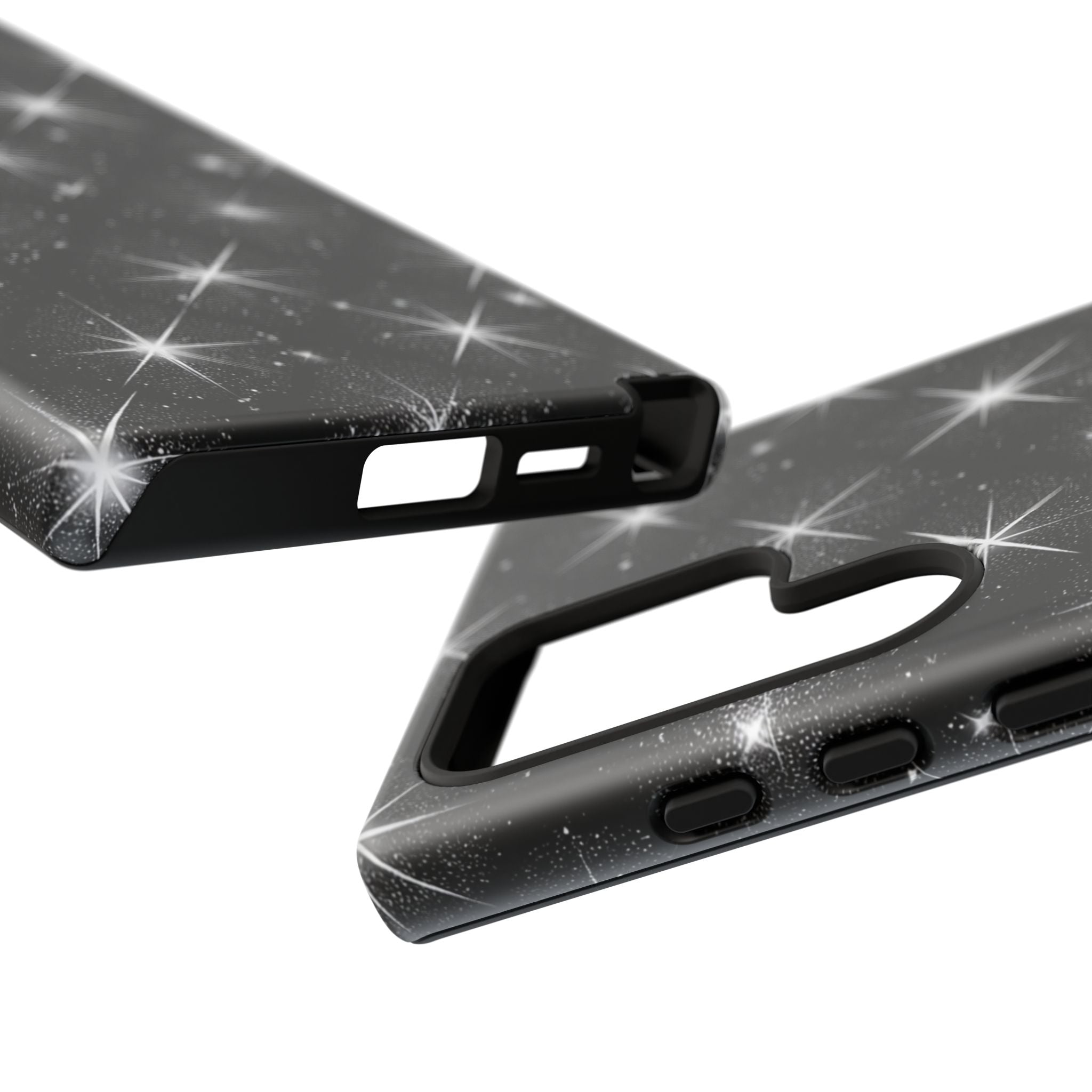 Galaxy Sparkle Tough Phone Case — Black Starfield Protective Cover