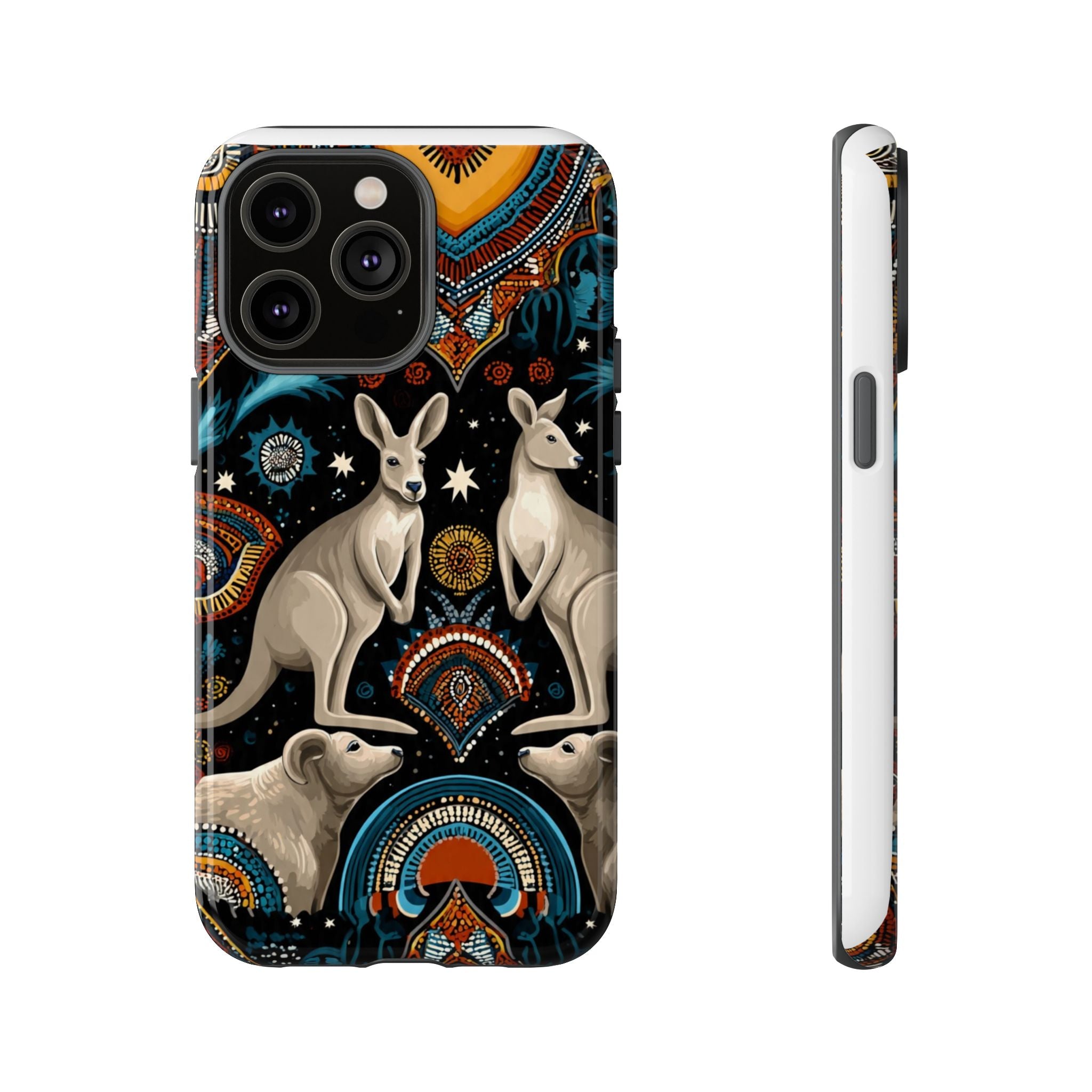 Kangaroo & Boomerang Tough Phone Case — Australian Wildlife Pattern