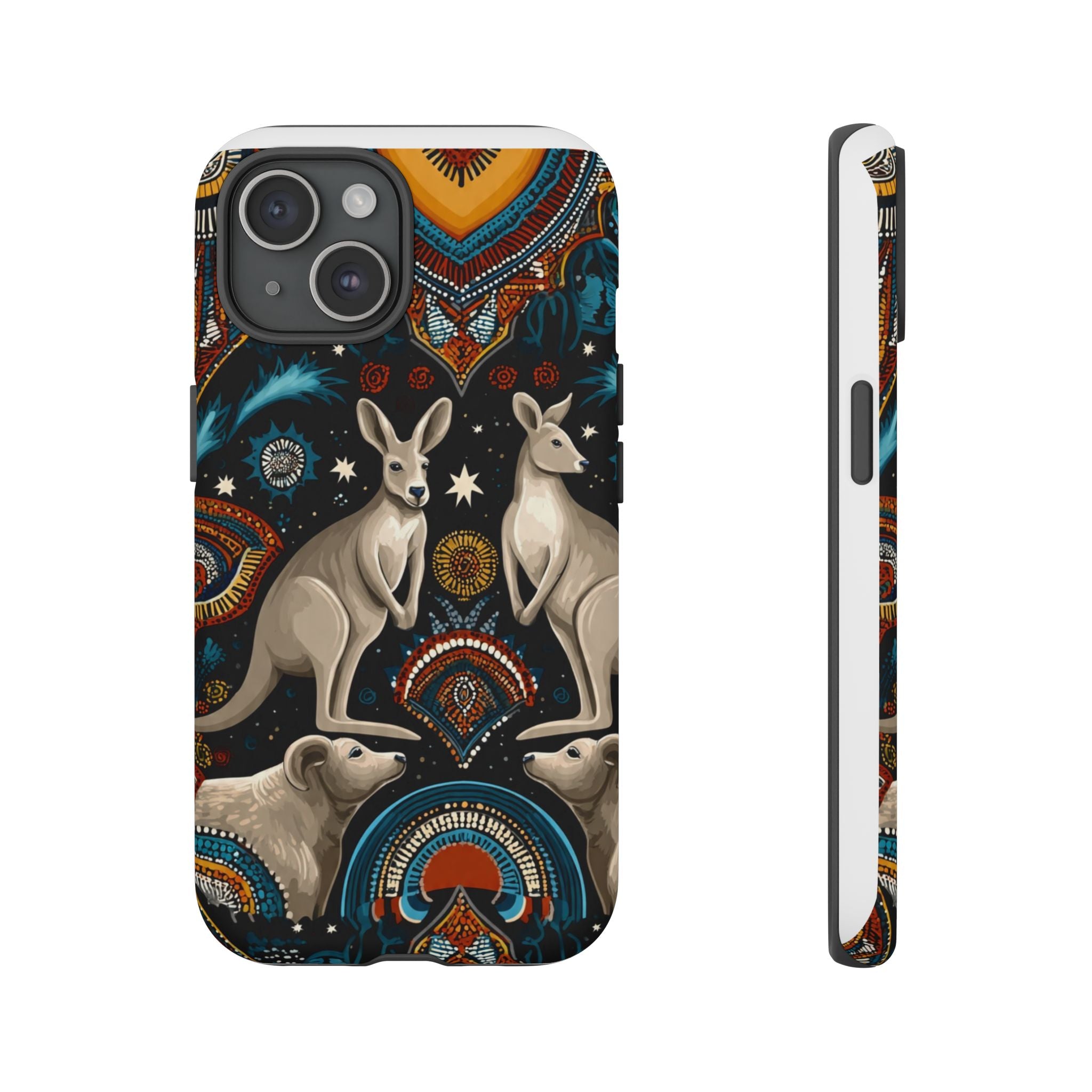 Kangaroo & Boomerang Tough Phone Case — Australian Wildlife Pattern