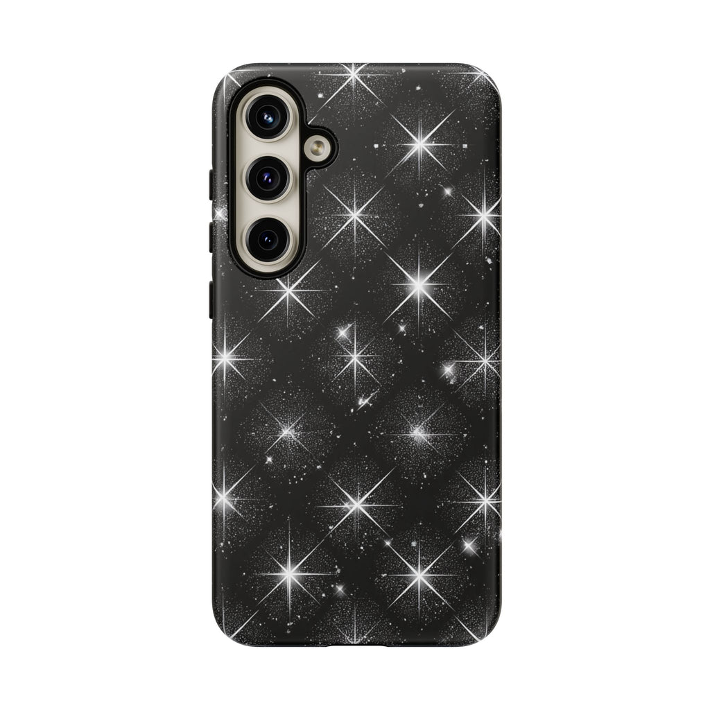 Galaxy Sparkle Tough Phone Case — Black Starfield Protective Cover