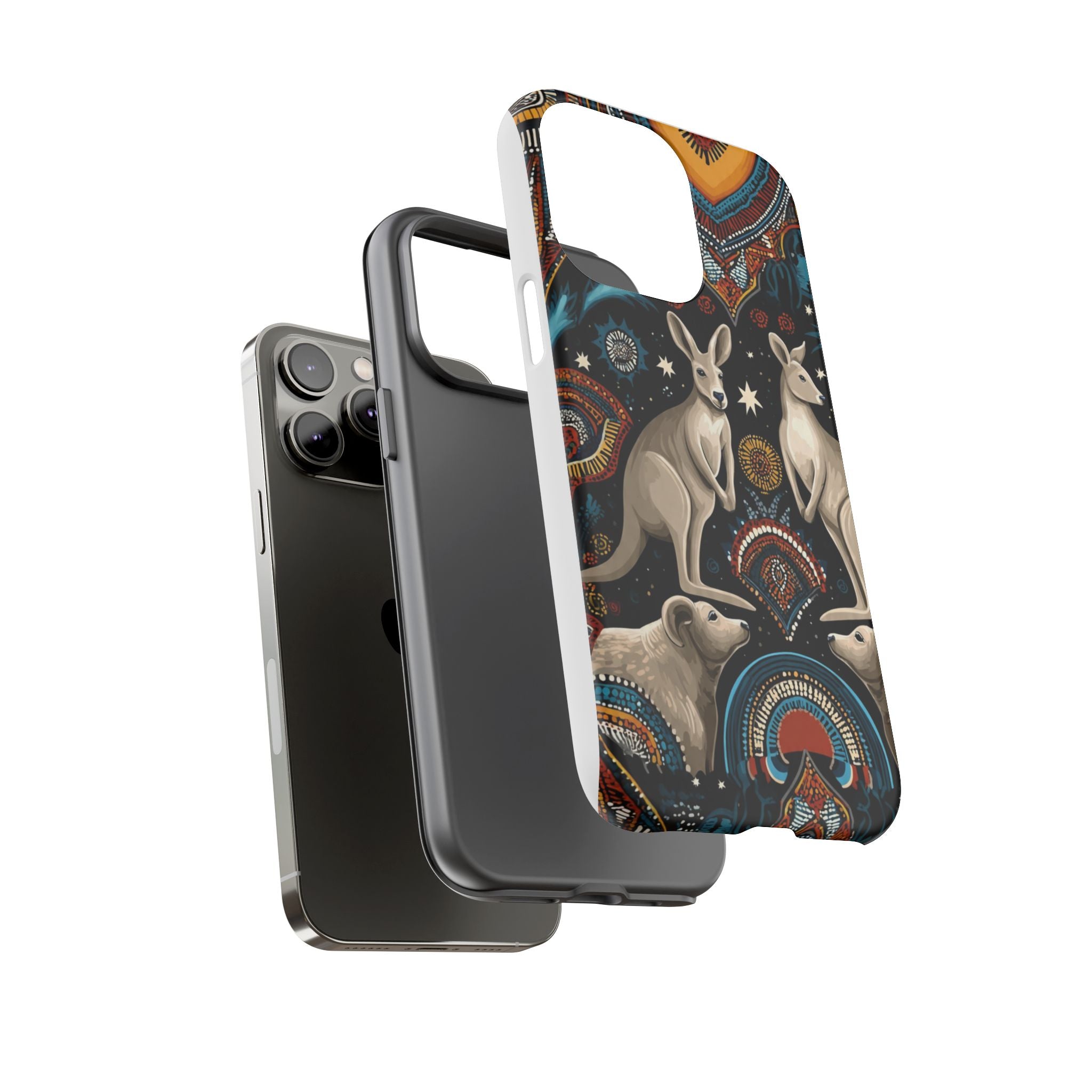 Kangaroo & Boomerang Tough Phone Case — Australian Wildlife Pattern