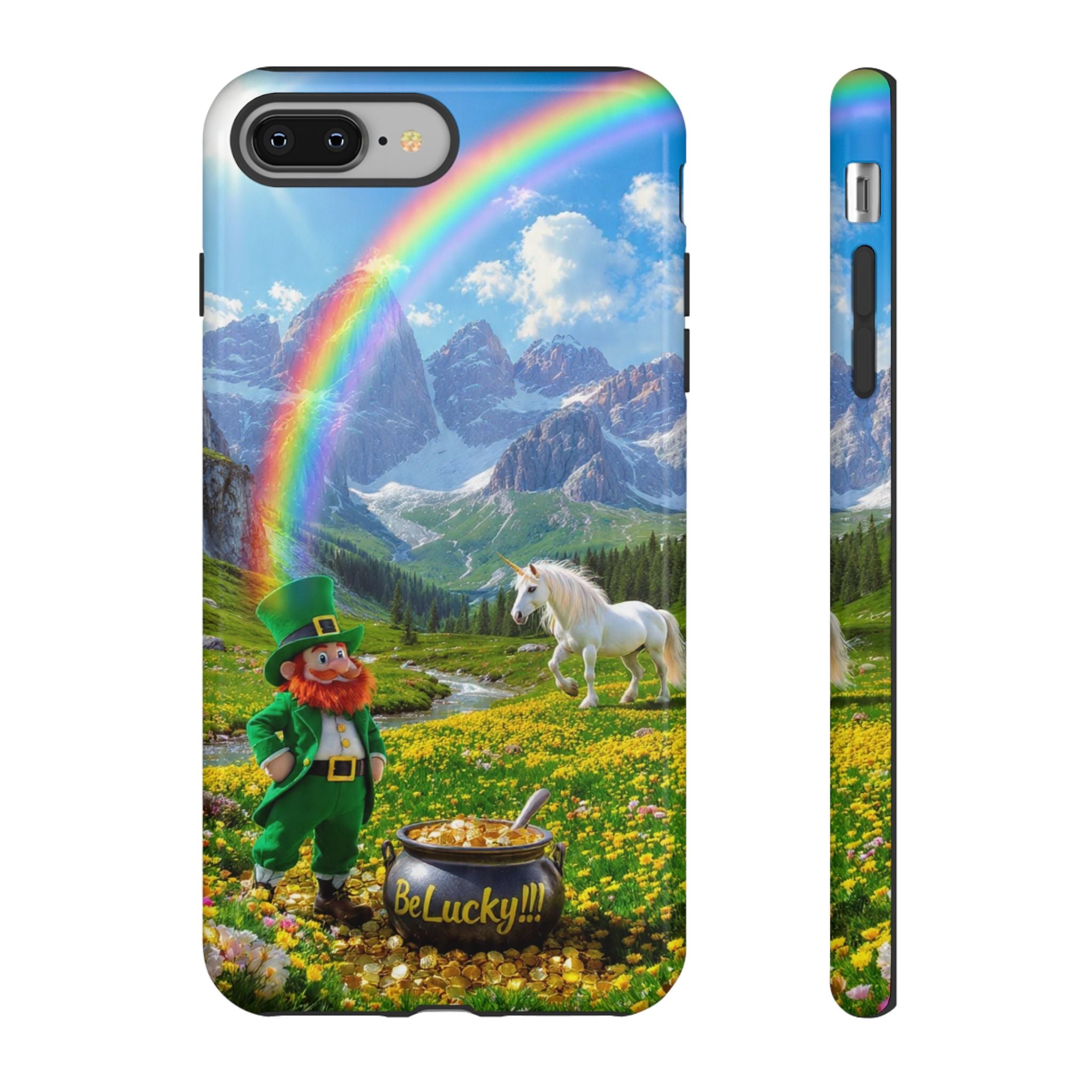 Lucky Leprechaun & Unicorn Phone Case — Rainbow Pot of Gold Protective Cover