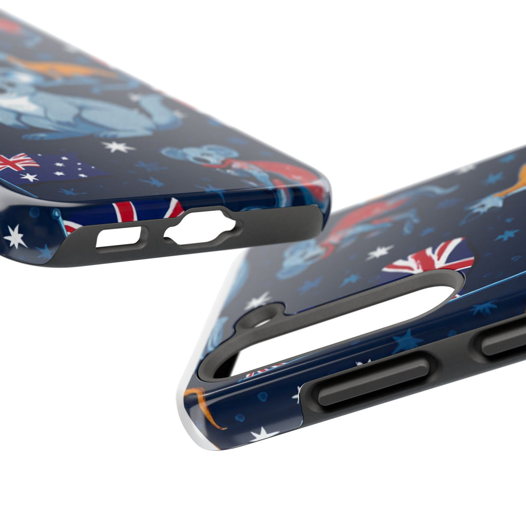 Australian Wildlife Tough Phone Case — Koala & Kangaroo Flag Design