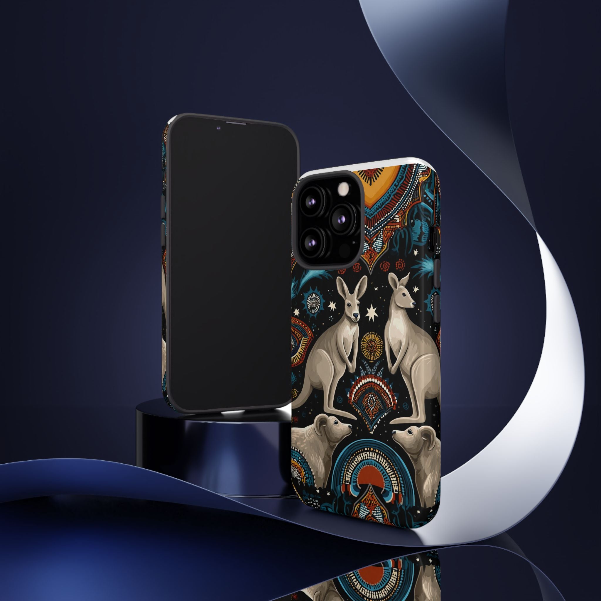 Kangaroo & Boomerang Tough Phone Case — Australian Wildlife Pattern