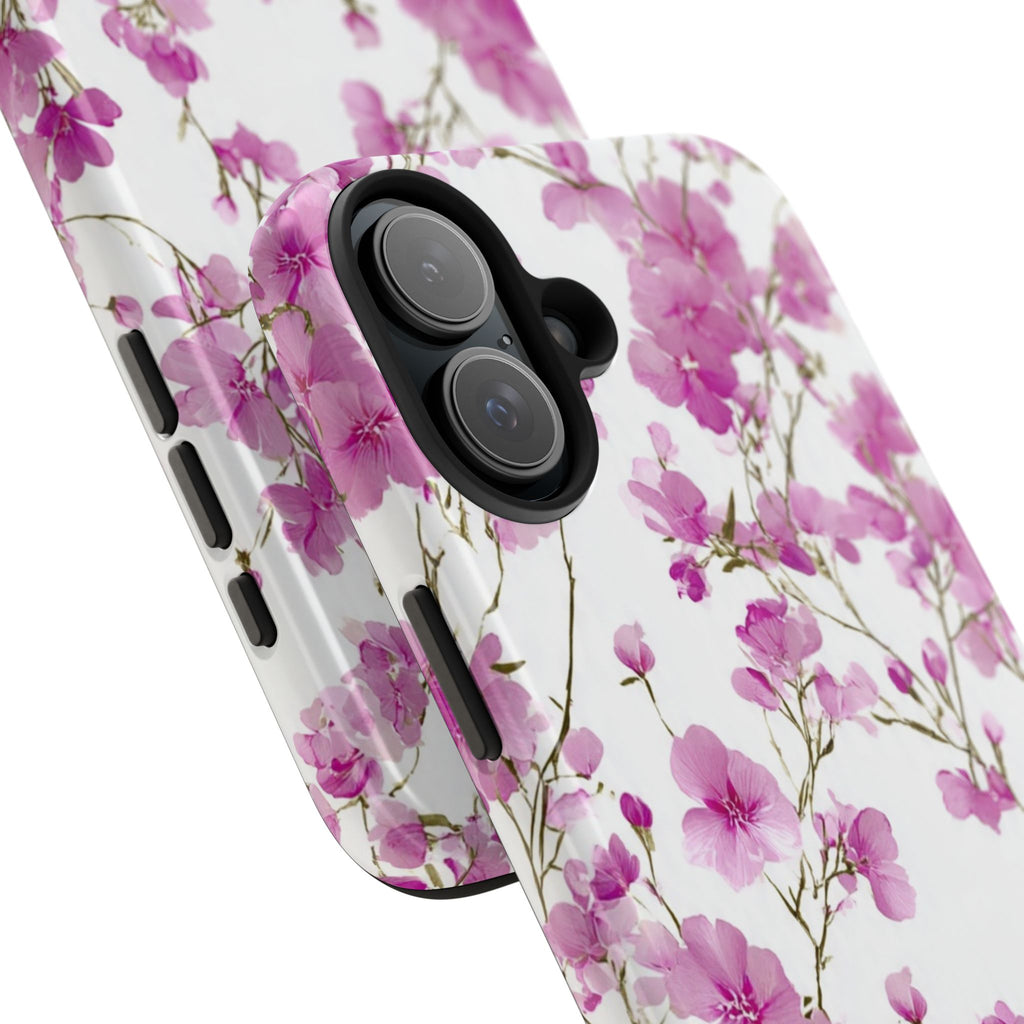 Floral Pink Blossoms Tough Phone Case — Durable Protective Phone Cover with Watercolor Cherry Blossom Design