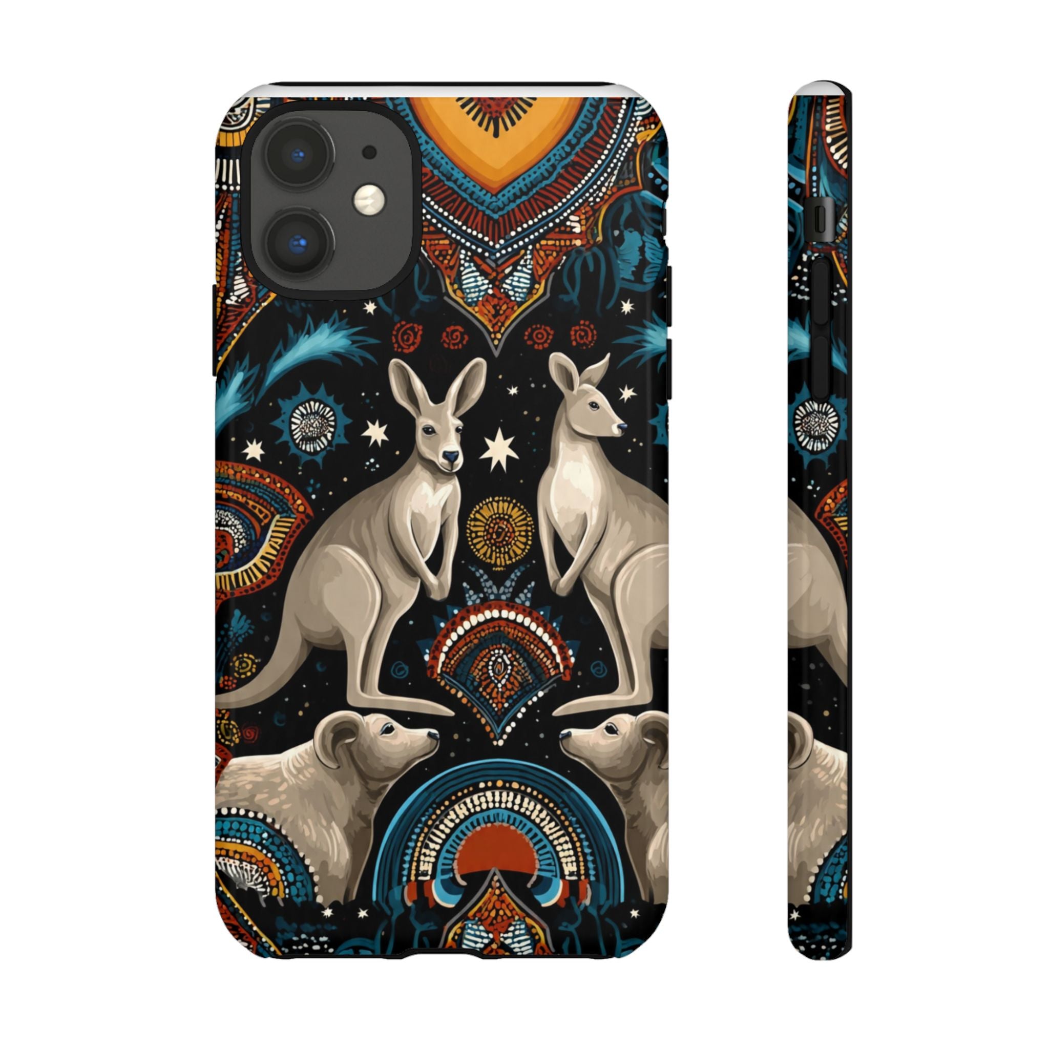 Kangaroo & Boomerang Tough Phone Case — Australian Wildlife Pattern