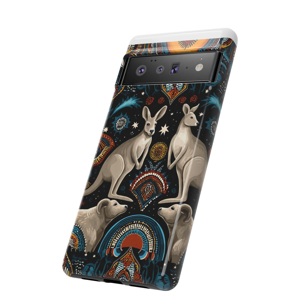 Kangaroo & Boomerang Tough Phone Case — Australian Wildlife Pattern