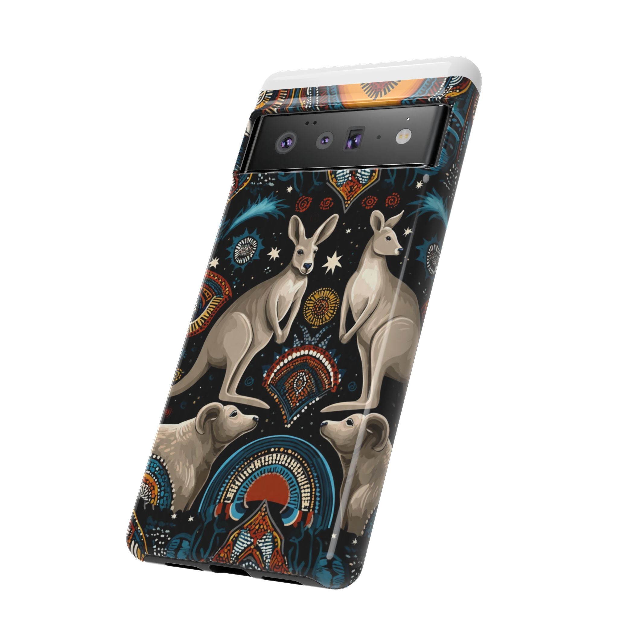 Kangaroo & Boomerang Tough Phone Case — Australian Wildlife Pattern