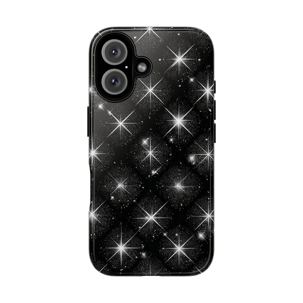 Galaxy Sparkle Tough Phone Case — Black Starfield Protective Cover