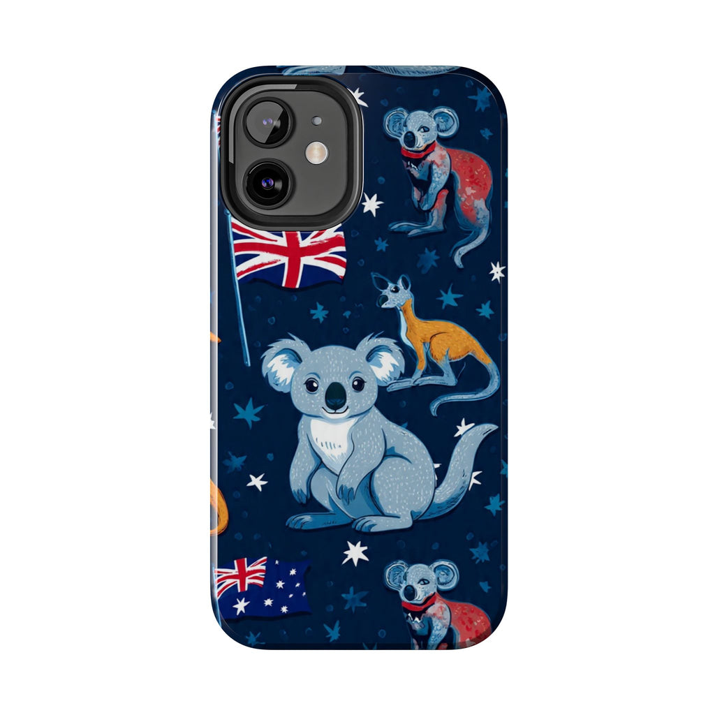 Australian Wildlife Tough Phone Case — Koala & Kangaroo Flag Design