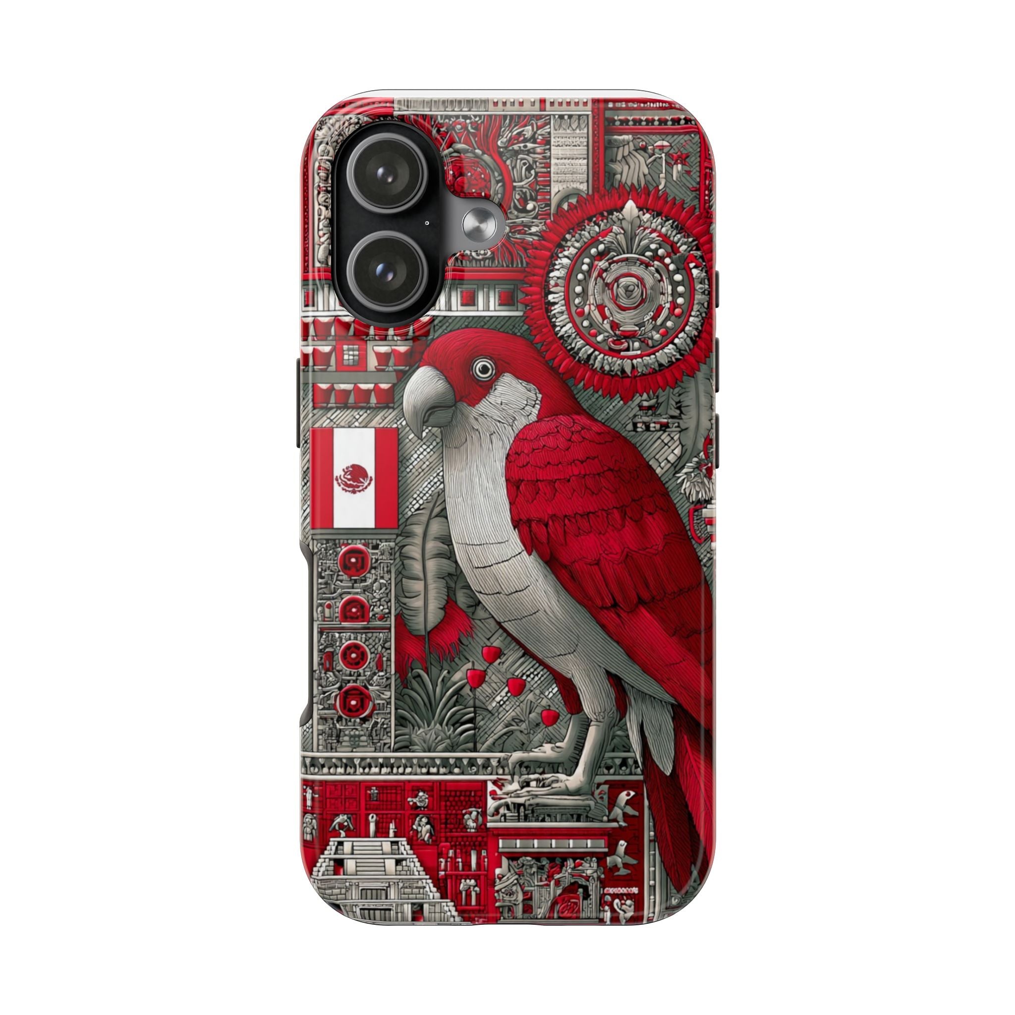 Tough Phone Case — Red Parrot Graphic Impact-Resistant Phone Cover