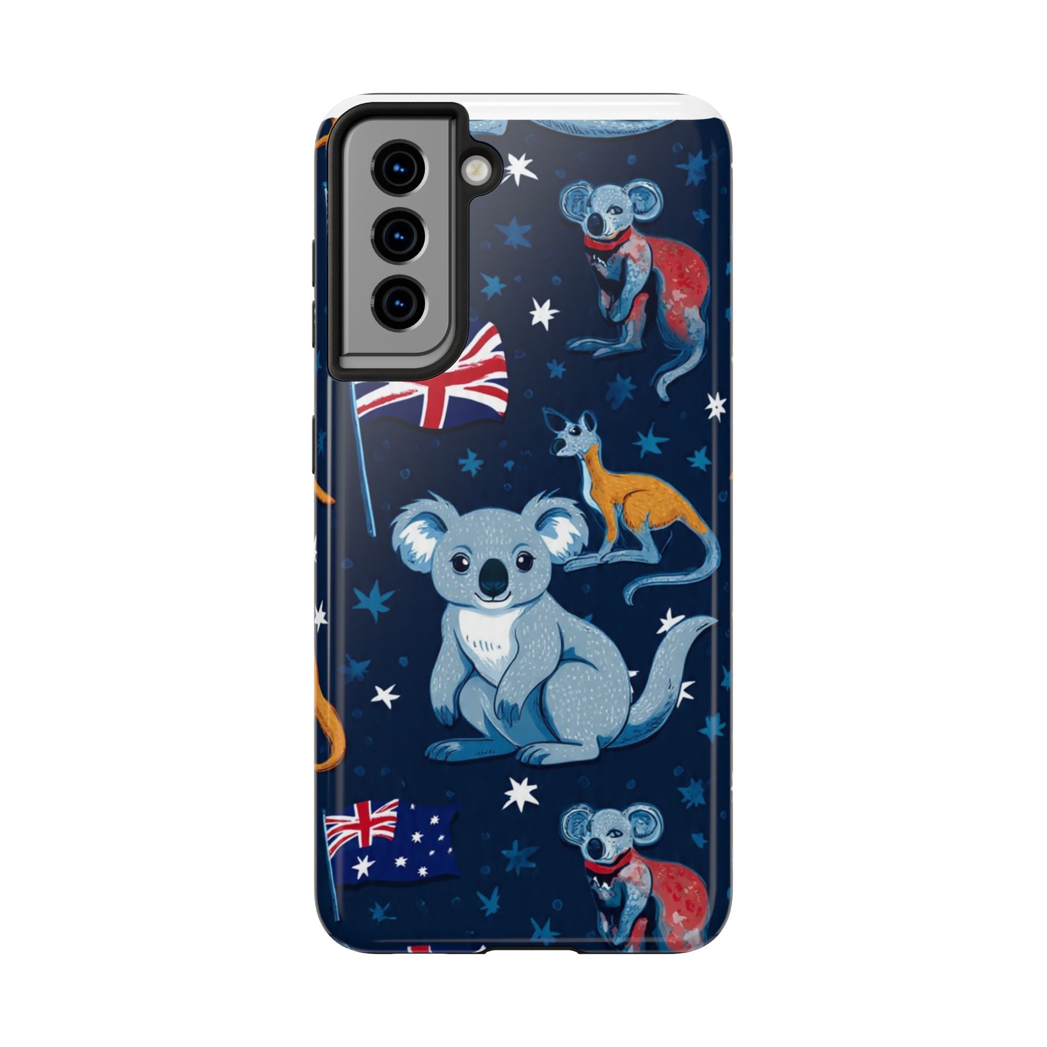 Australian Wildlife Tough Phone Case — Koala & Kangaroo Flag Design