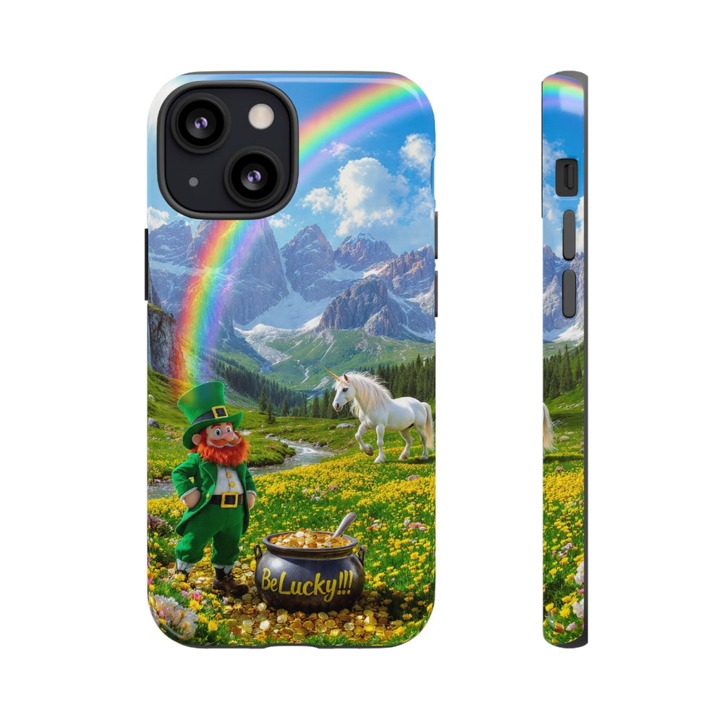 Lucky Leprechaun & Unicorn Phone Case — Rainbow Pot of Gold Protective Cover