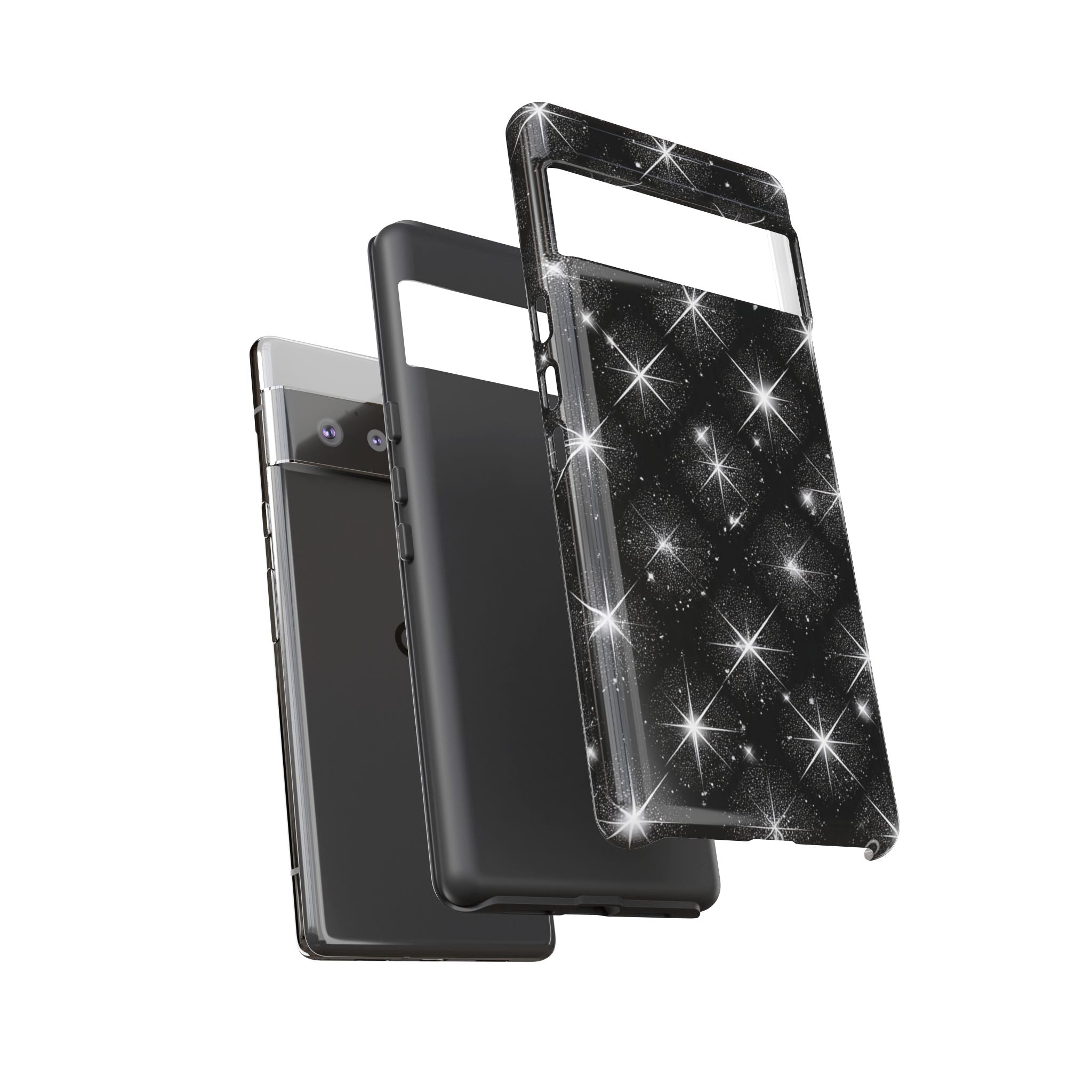Galaxy Sparkle Tough Phone Case — Black Starfield Protective Cover