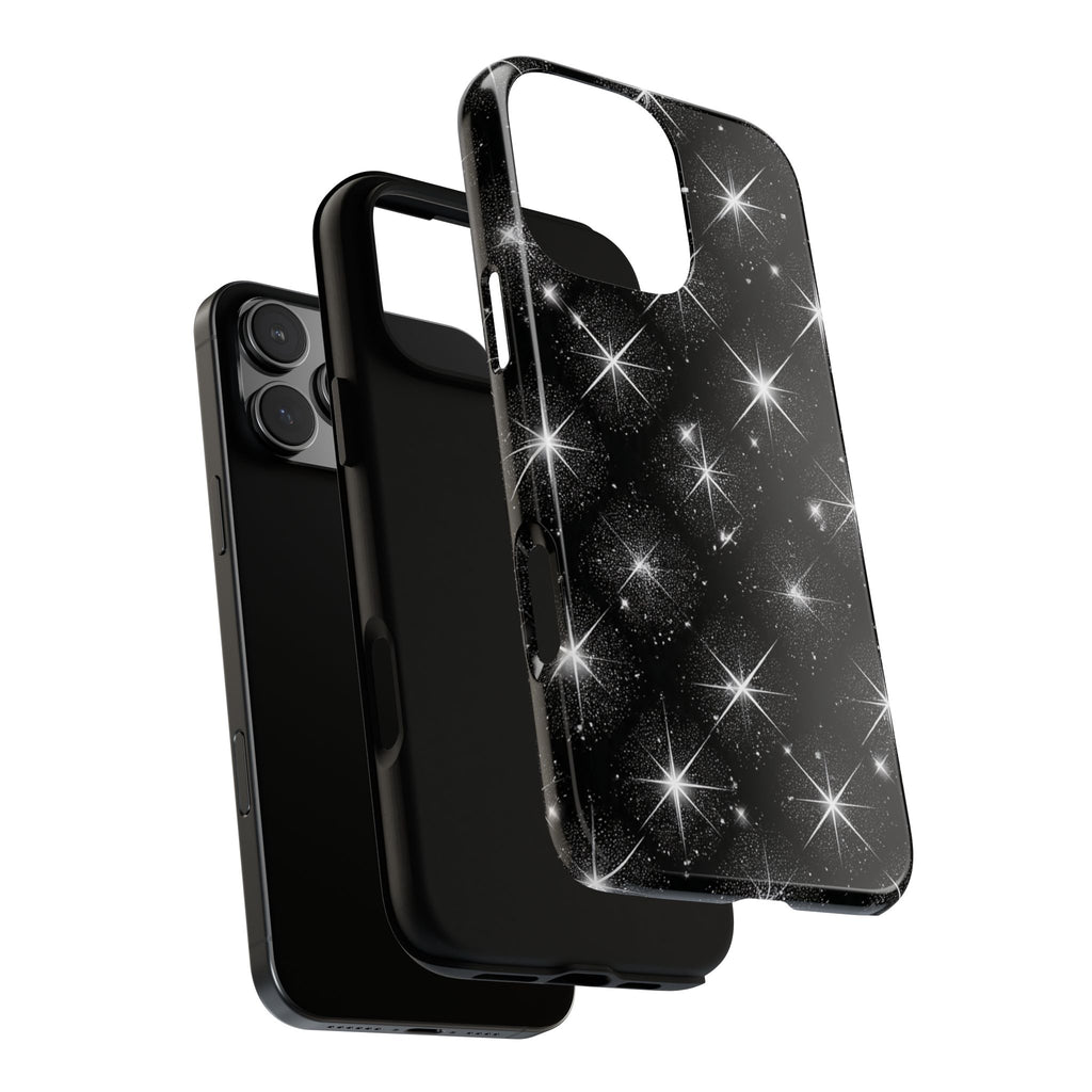 Galaxy Sparkle Tough Phone Case — Black Starfield Protective Cover
