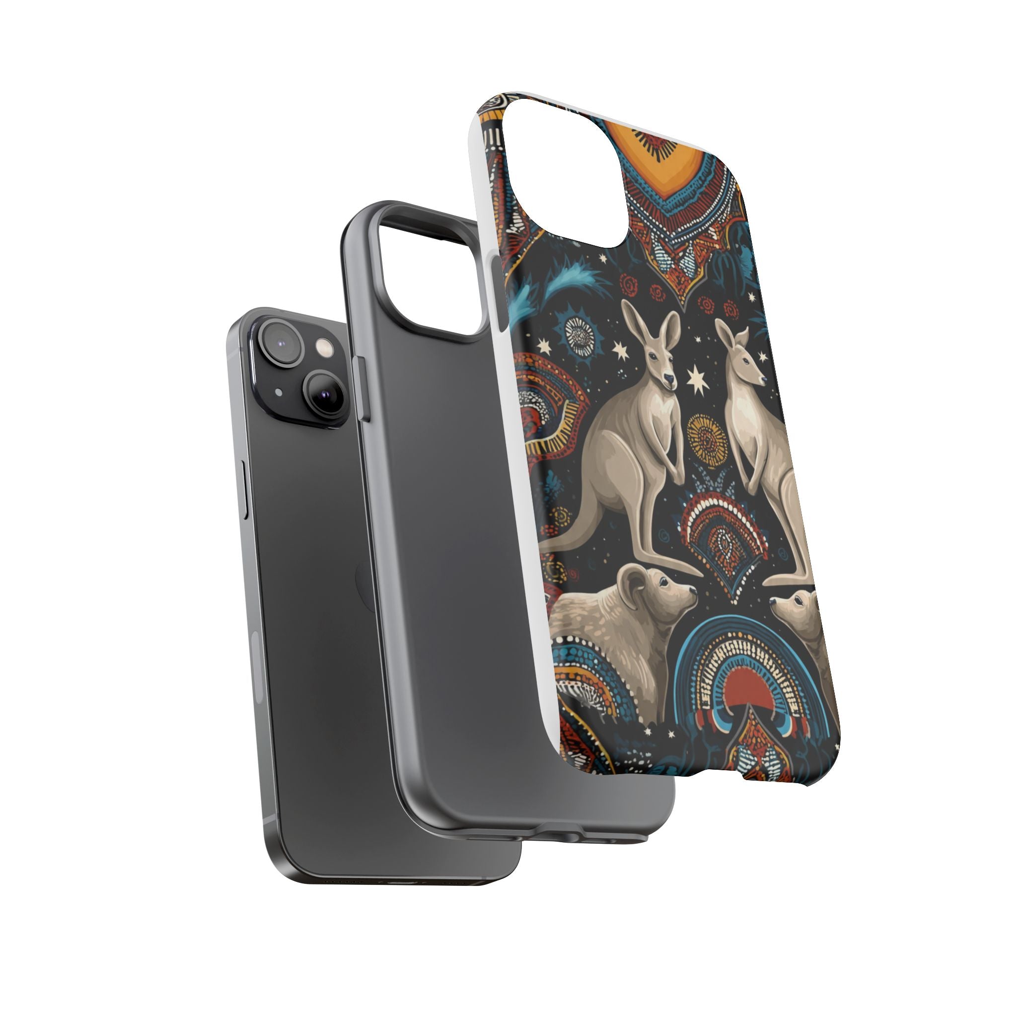 Kangaroo & Boomerang Tough Phone Case — Australian Wildlife Pattern