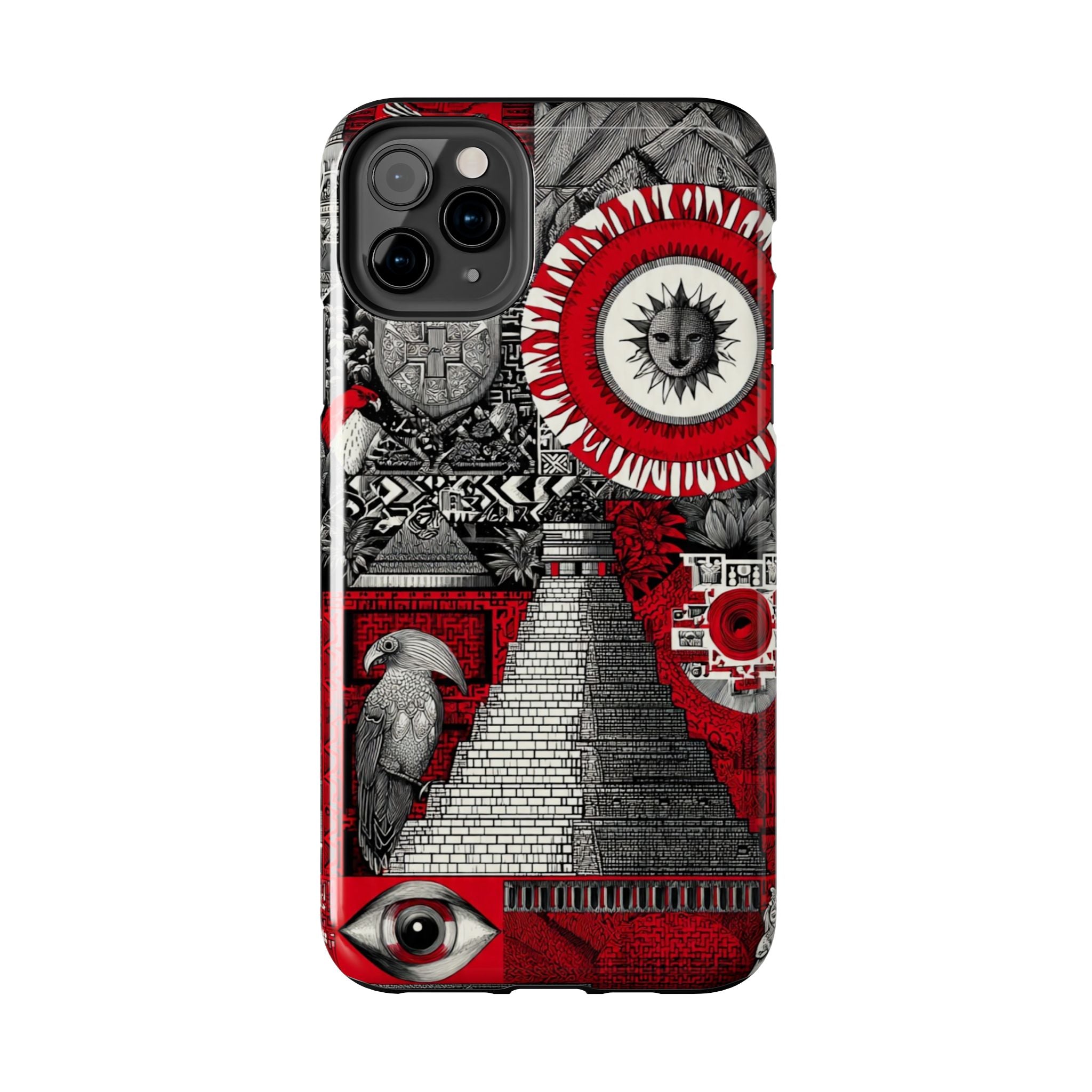 Tough Phone Case — Red Inca Pyramid Collage (Sun & Raven)