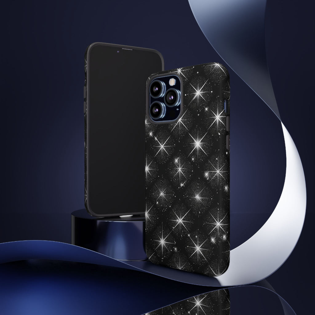 Galaxy Sparkle Tough Phone Case — Black Starfield Protective Cover