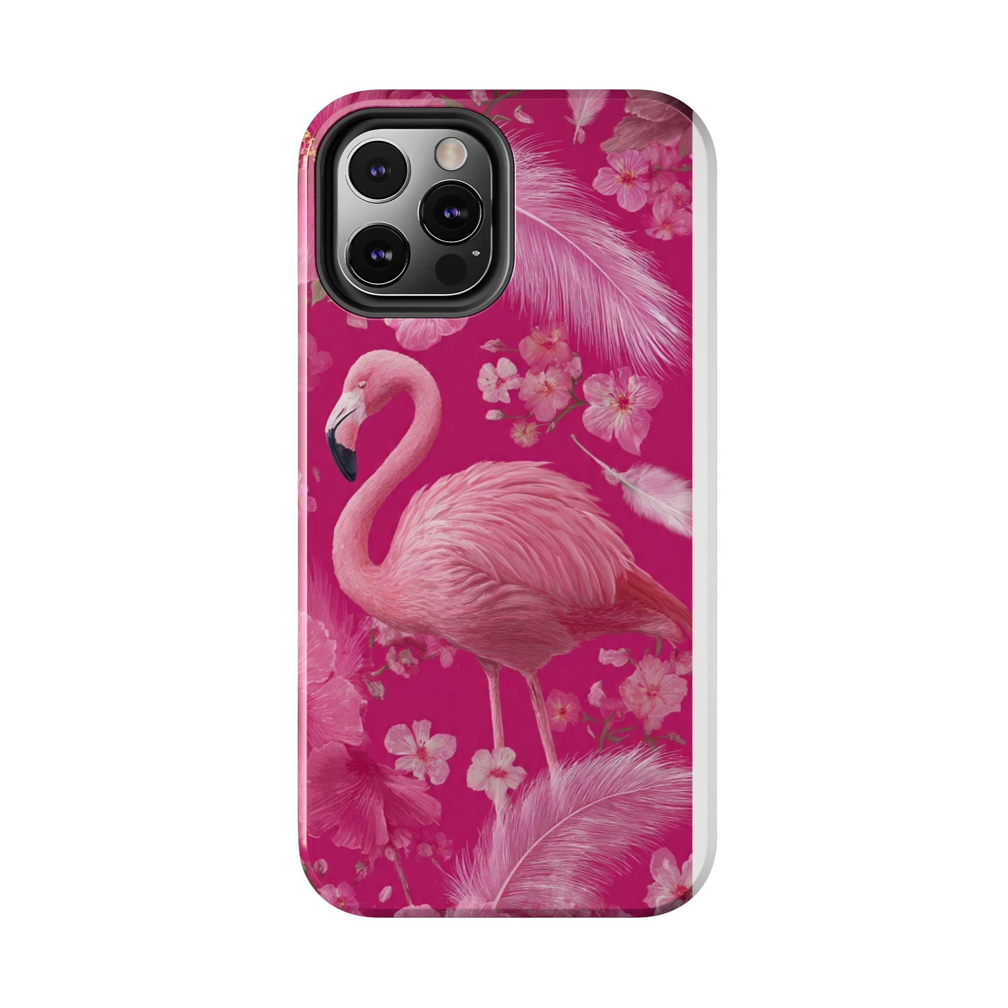 Flamingo Floral Tough Phone Case — Pink Tropical Feather Design
