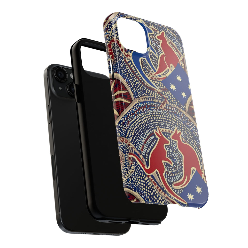 Australian Aboriginal Style Kangaroo Tough Phone Case — Patriotic Dot Art Phone Cover