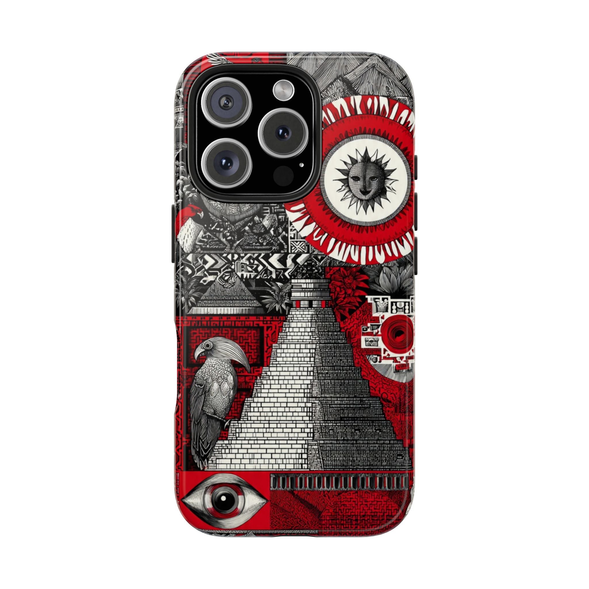 Tough Phone Case — Red Inca Pyramid Collage (Sun & Raven)