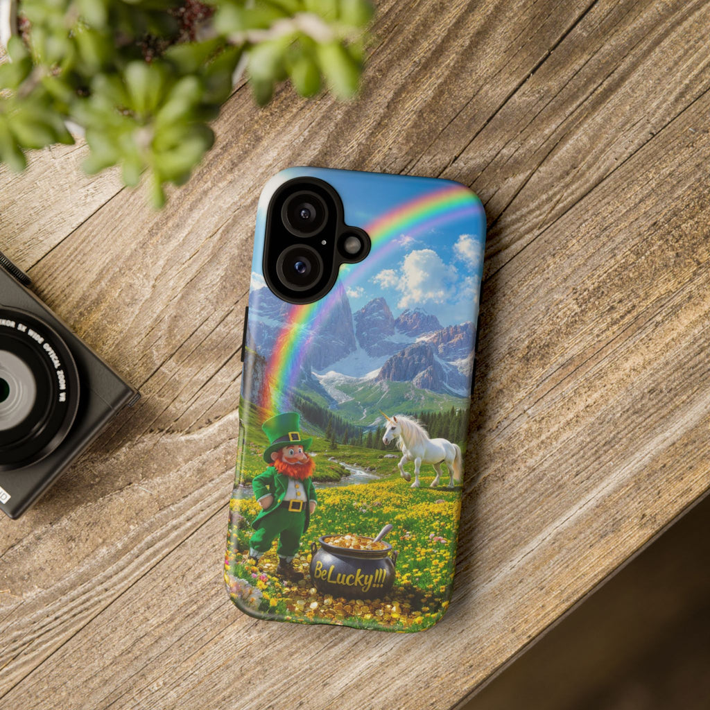 Lucky Leprechaun & Unicorn Phone Case — Rainbow Pot of Gold Protective Cover