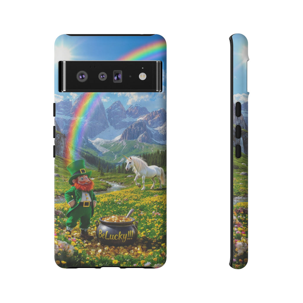 Lucky Leprechaun & Unicorn Phone Case — Rainbow Pot of Gold Protective Cover