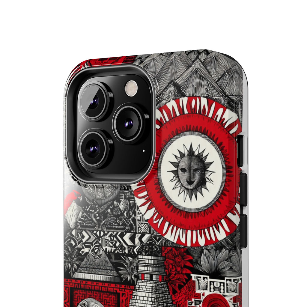 Tough Phone Case — Red Inca Pyramid Collage (Sun & Raven)