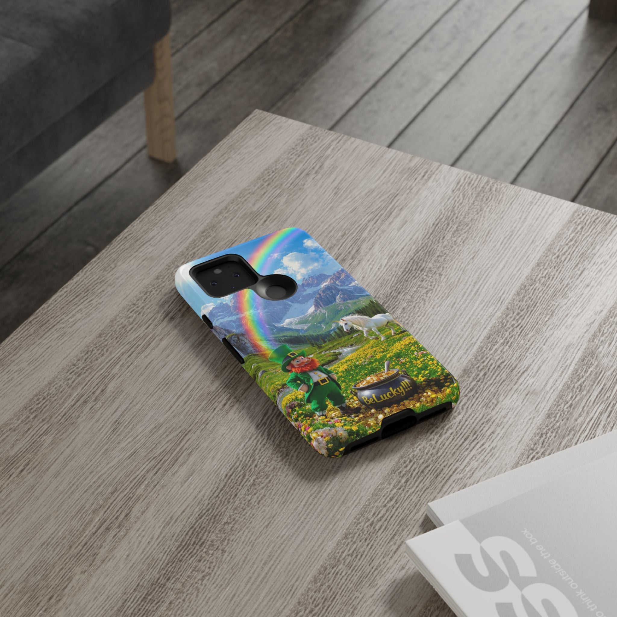 Lucky Leprechaun & Unicorn Phone Case — Rainbow Pot of Gold Protective Cover