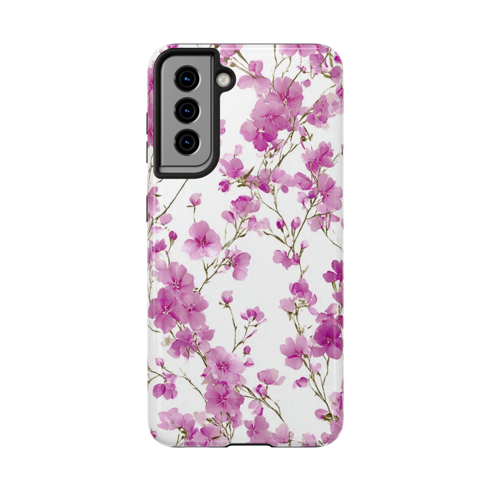 Floral Pink Blossoms Tough Phone Case — Durable Protective Phone Cover with Watercolor Cherry Blossom Design