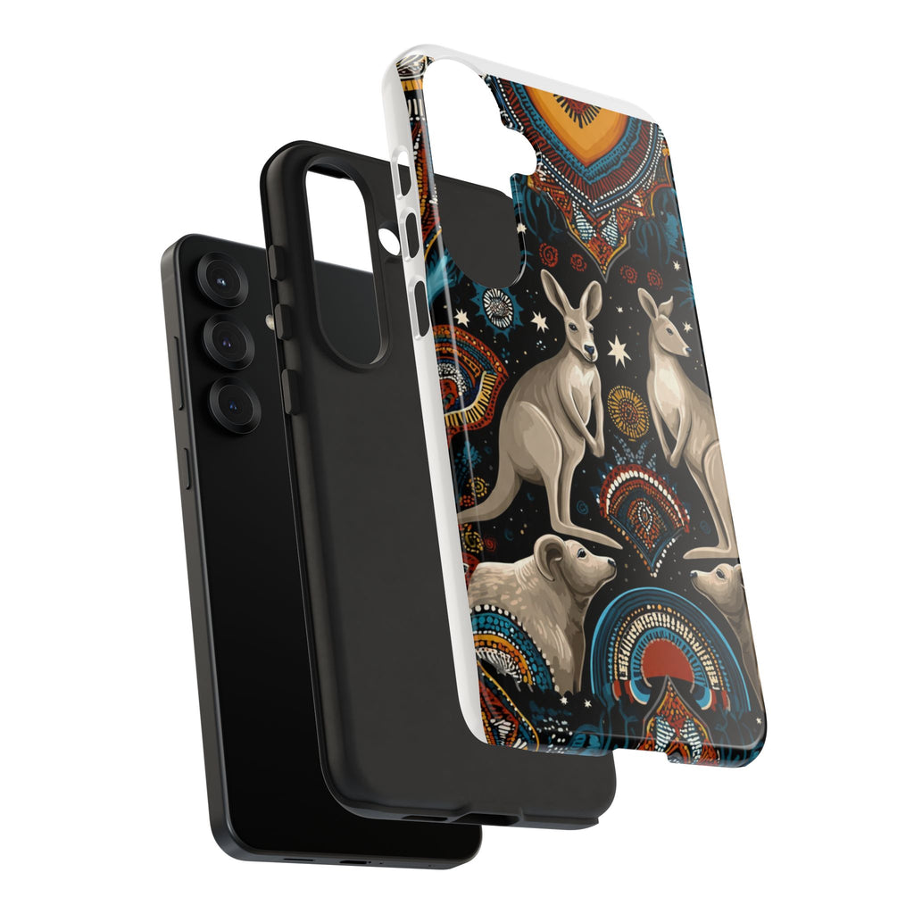 Kangaroo & Boomerang Tough Phone Case — Australian Wildlife Pattern