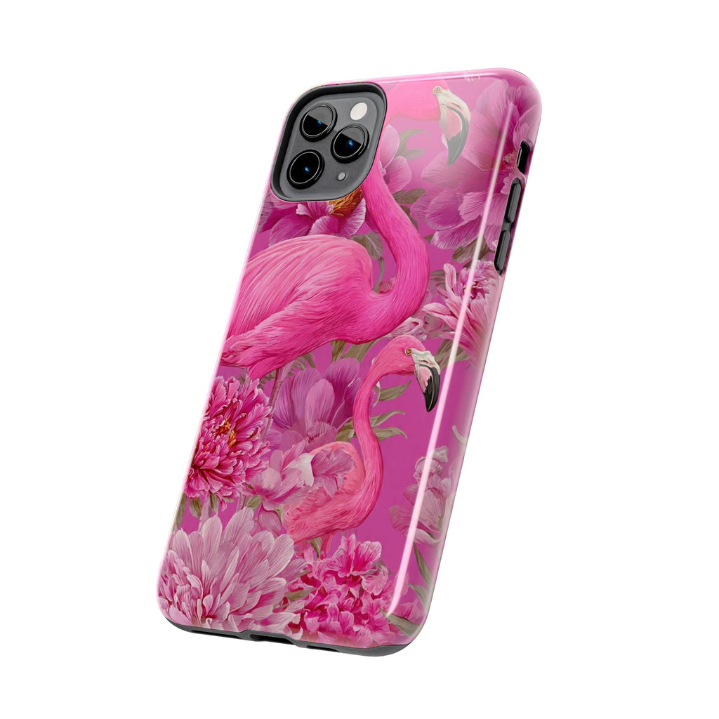 Pink Flamingo Floral Tough Phone Case — Protective iPhone Cover
