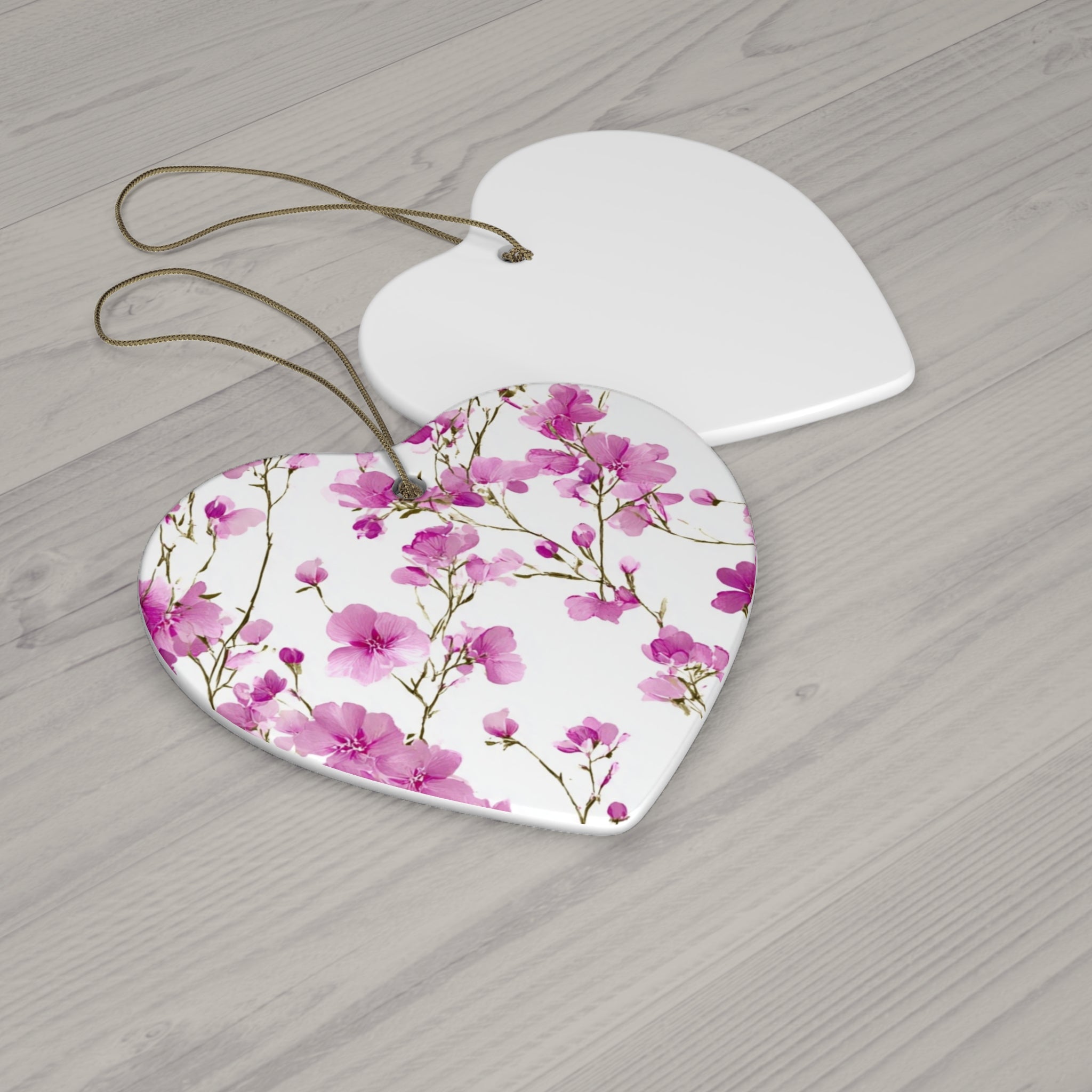 Pink Floral Ceramic Ornament — Star Shape Easter & Mother's Day Keepsake