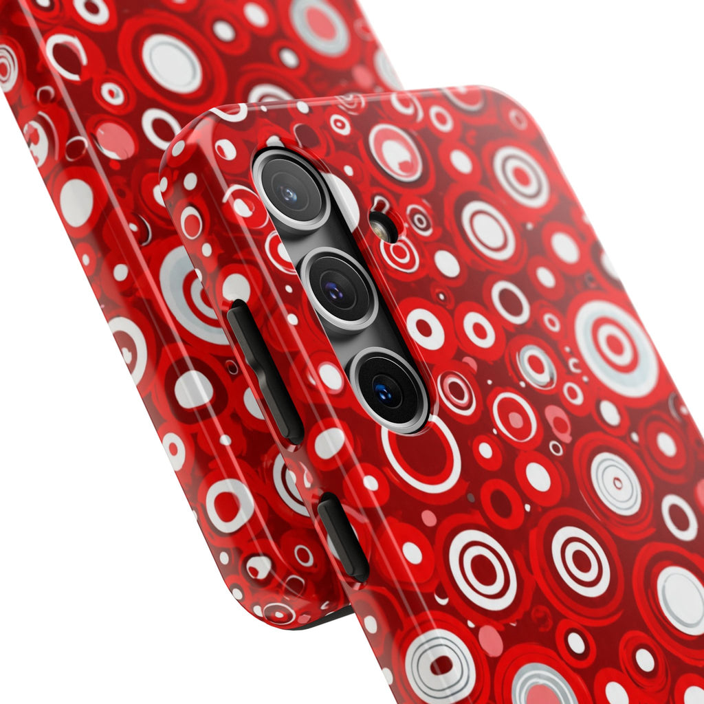 Red Retro Circles Tough Phone Case — Durable Shockproof Protective Cover