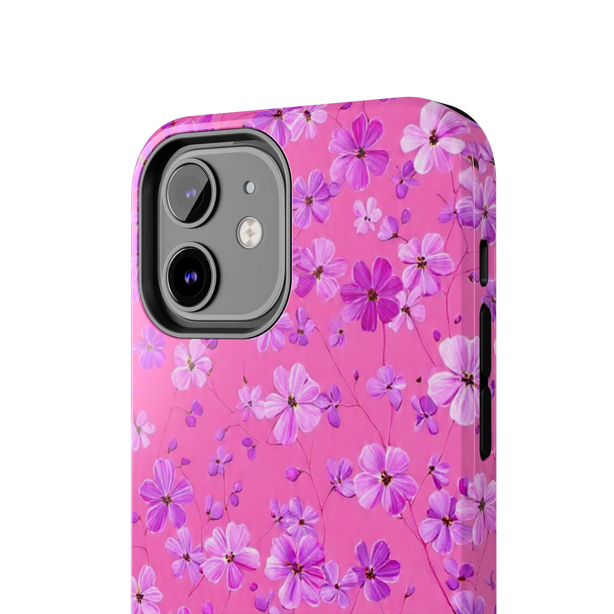 Pink Floral Tough Phone Case — Cute Purple Blossom Protective Cover