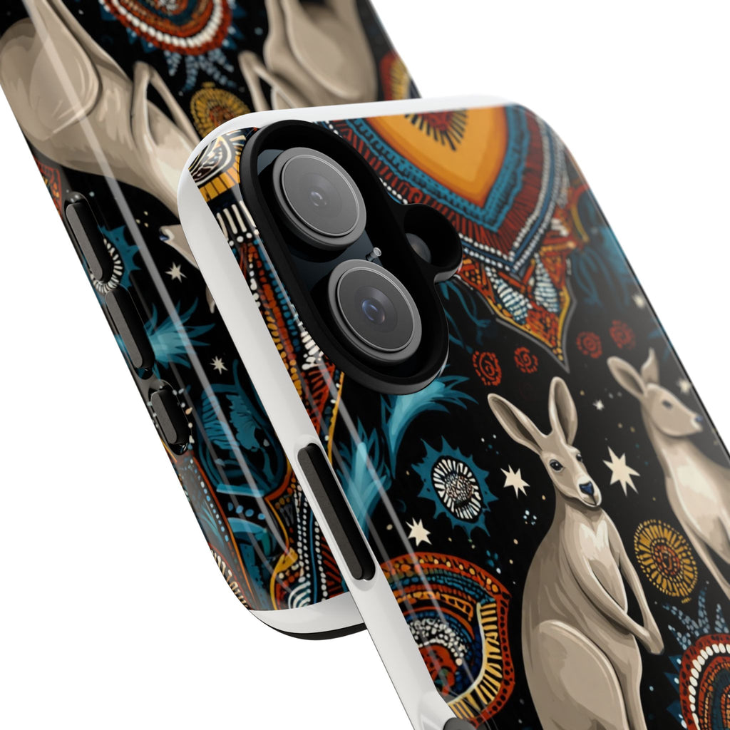 Kangaroo & Boomerang Tough Phone Case — Australian Wildlife Pattern
