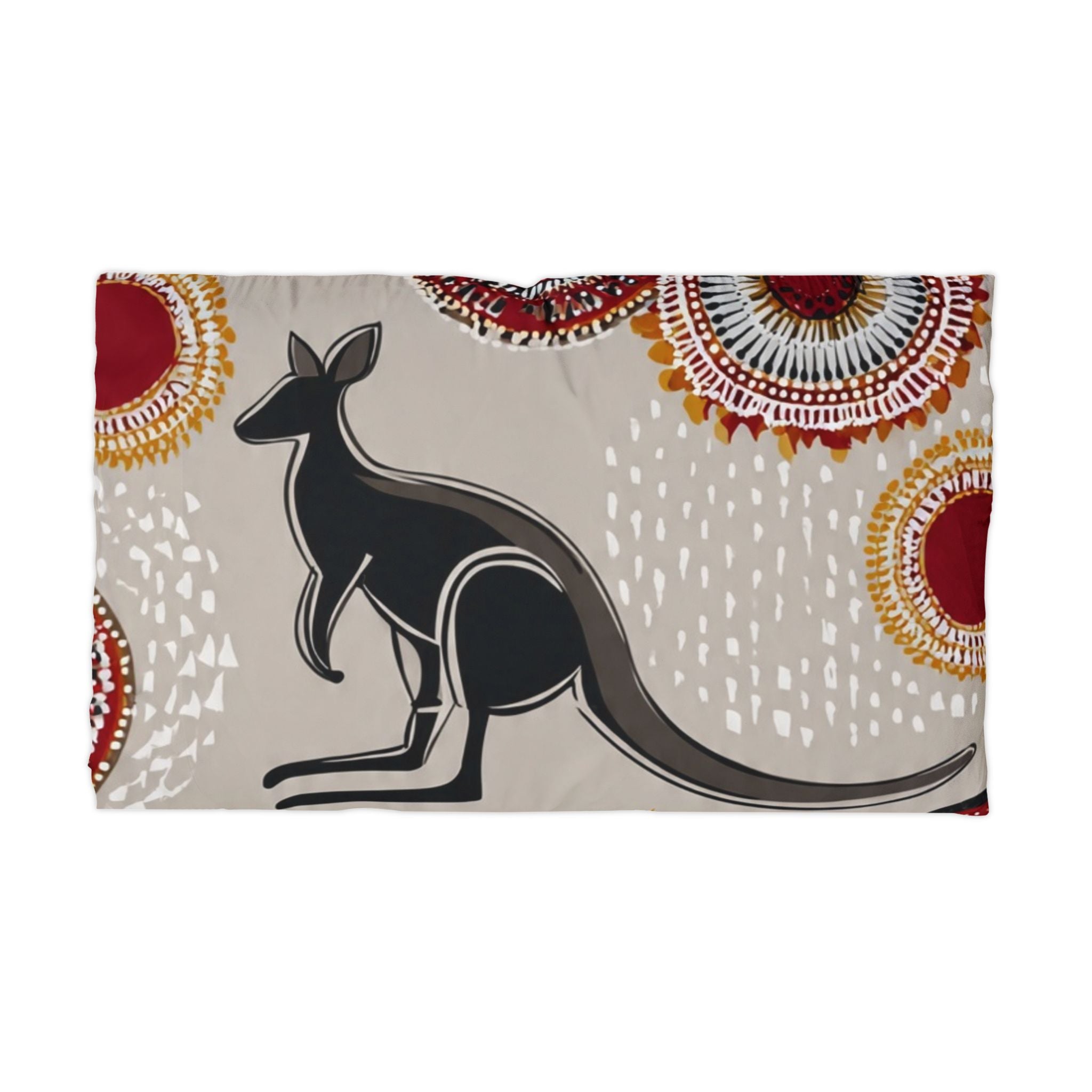 Kangaroo Aboriginal Art Microfiber Pillowcase — Boho Indigenous Pattern