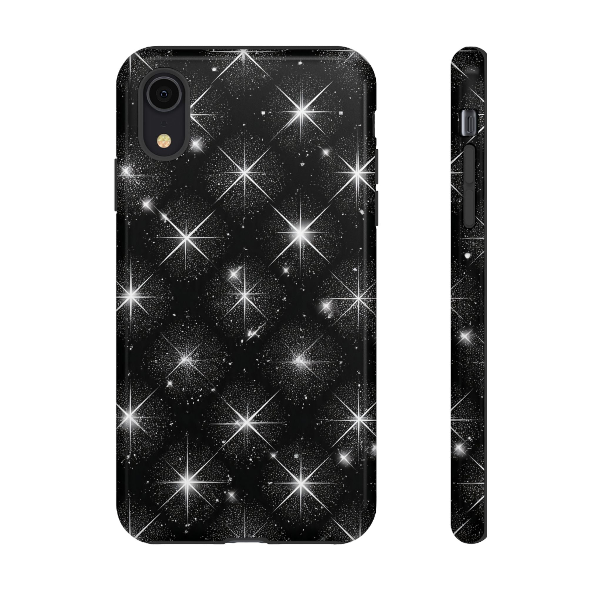 Galaxy Sparkle Tough Phone Case — Black Starfield Protective Cover