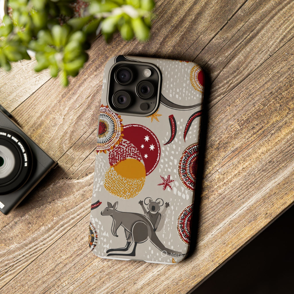 Kangaroo & Koala Aboriginal Dot Art Phone Case – Protective Tough Case