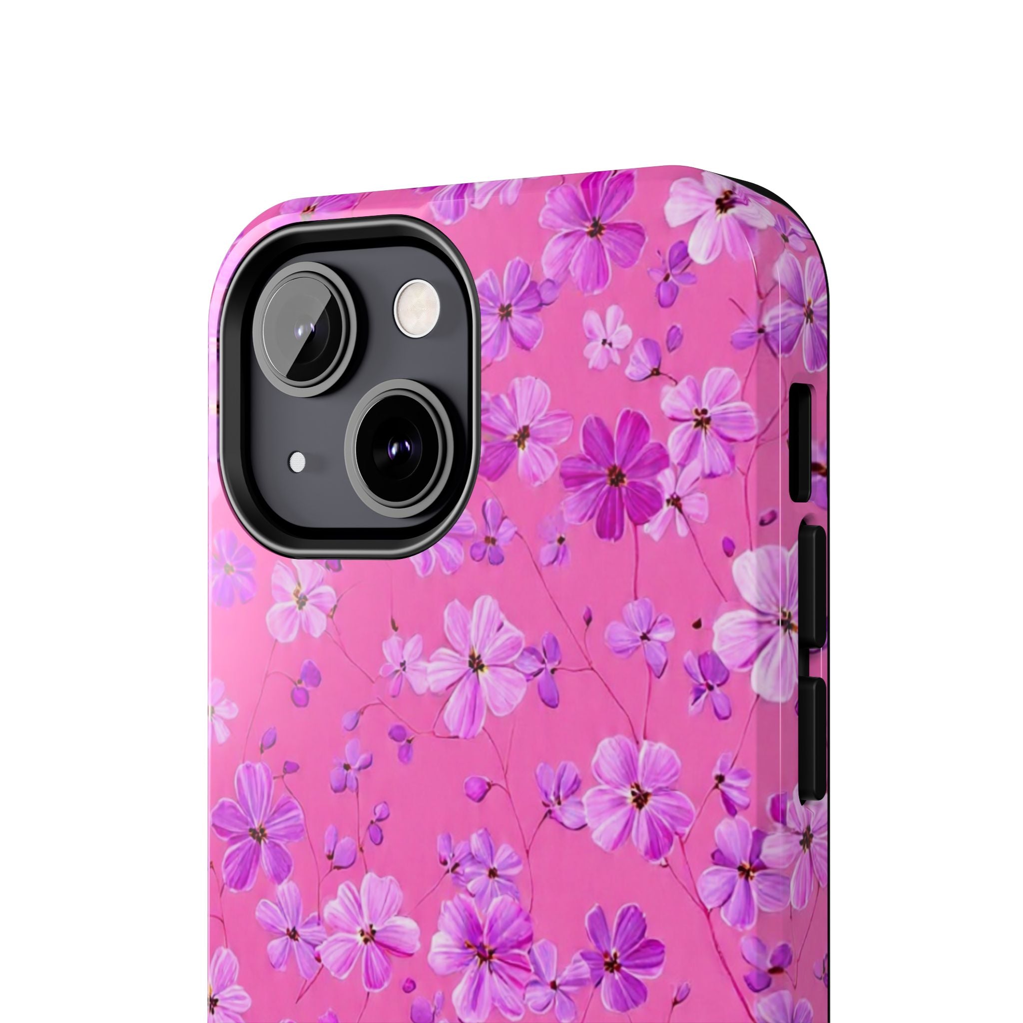 Pink Floral Tough Phone Case — Cute Purple Blossom Protective Cover