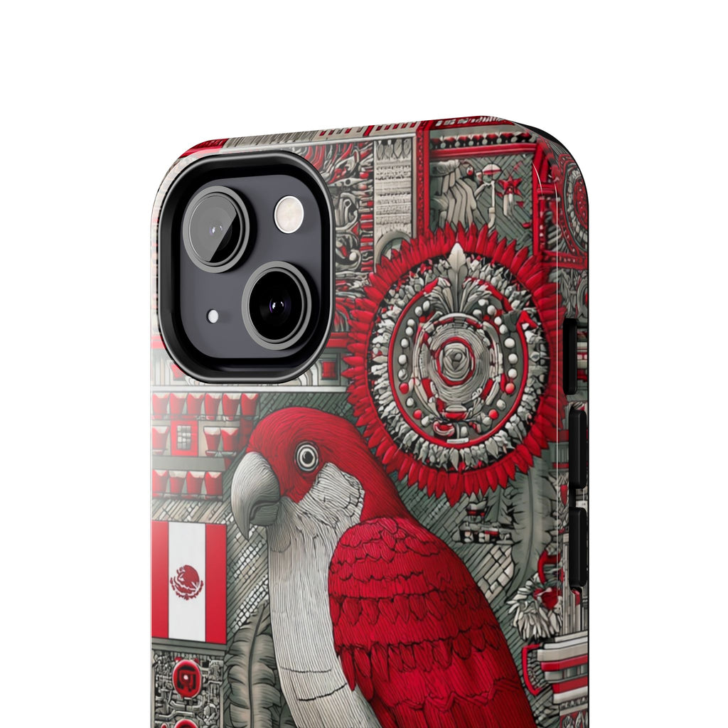 Tough Phone Case — Red Parrot Graphic Impact-Resistant Phone Cover