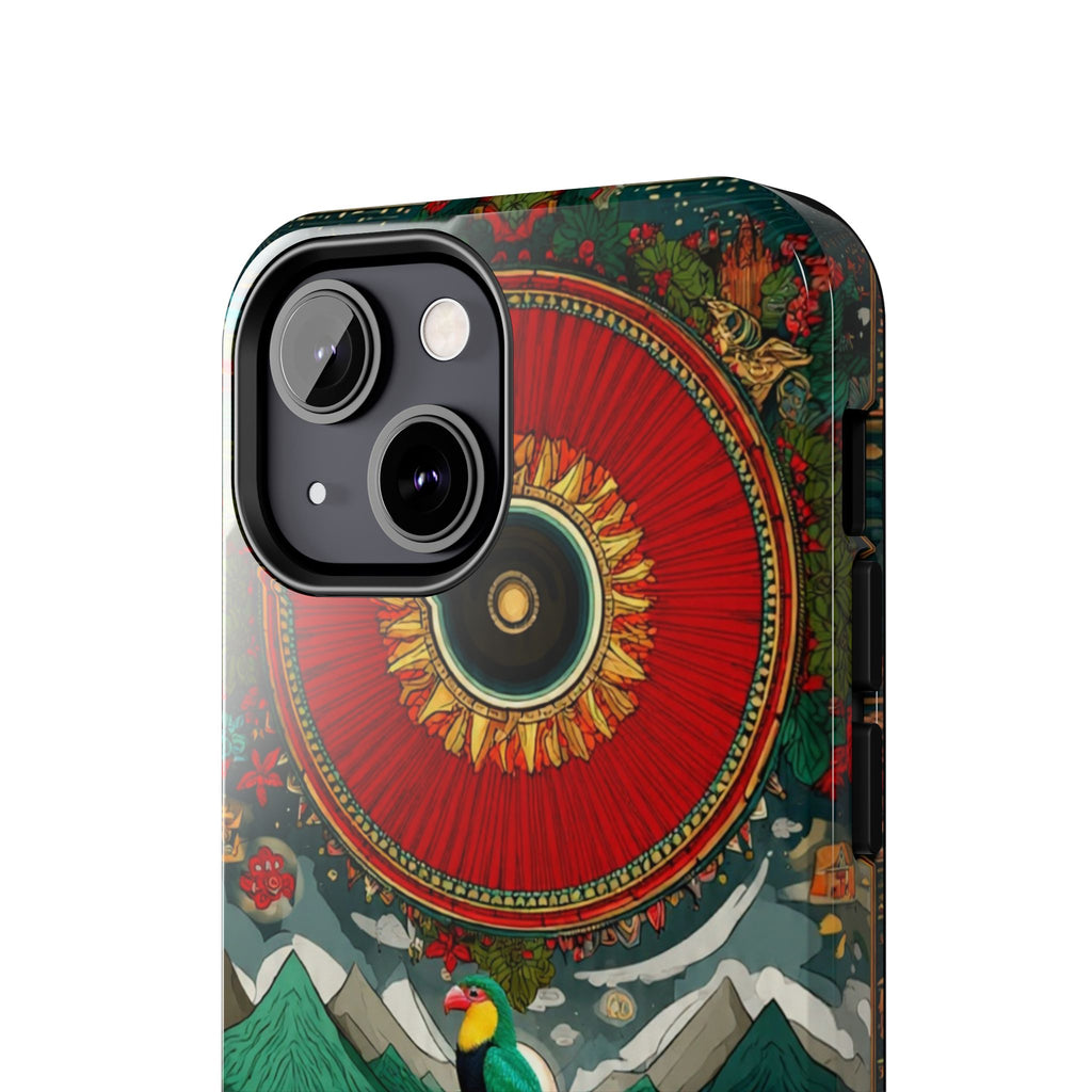 Tough Phone Case — Vibrant Tropical Mountain Bird Design