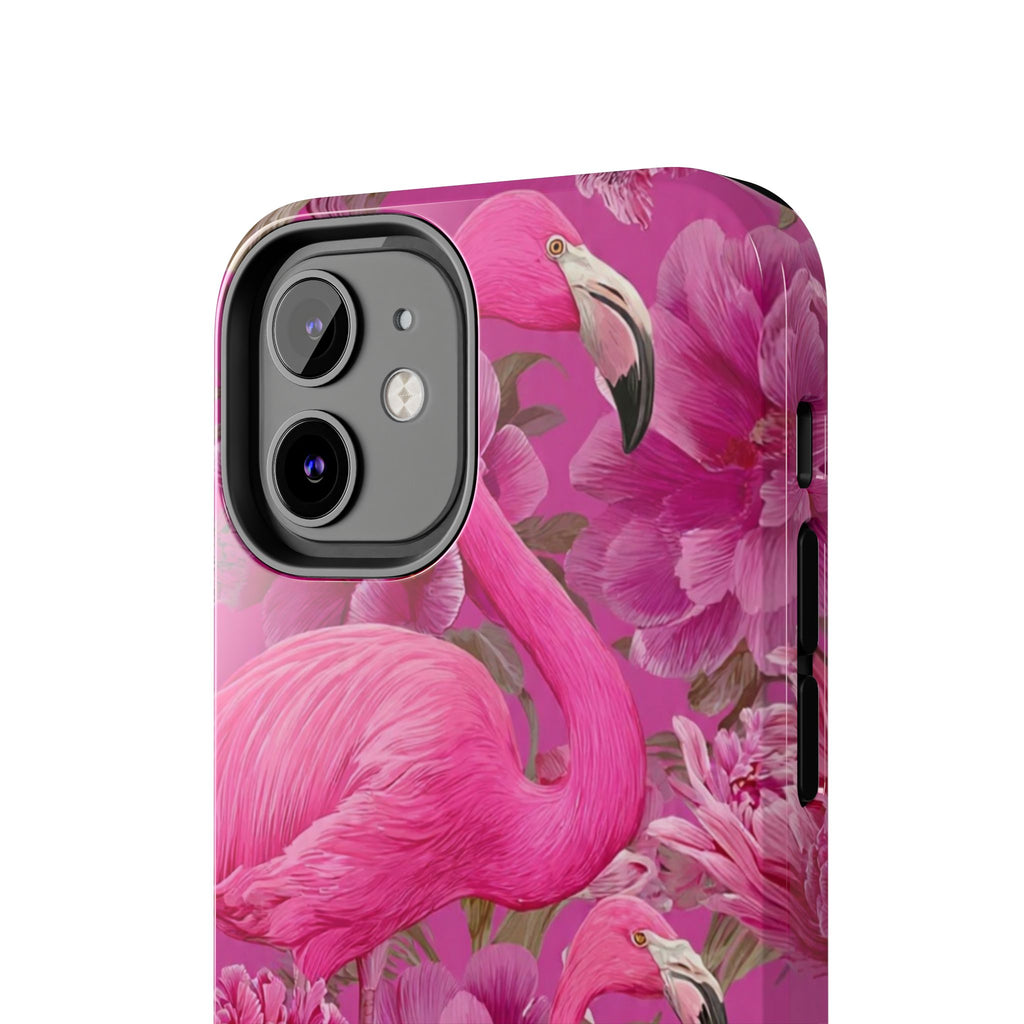 Pink Flamingo Floral Tough Phone Case — Protective iPhone Cover