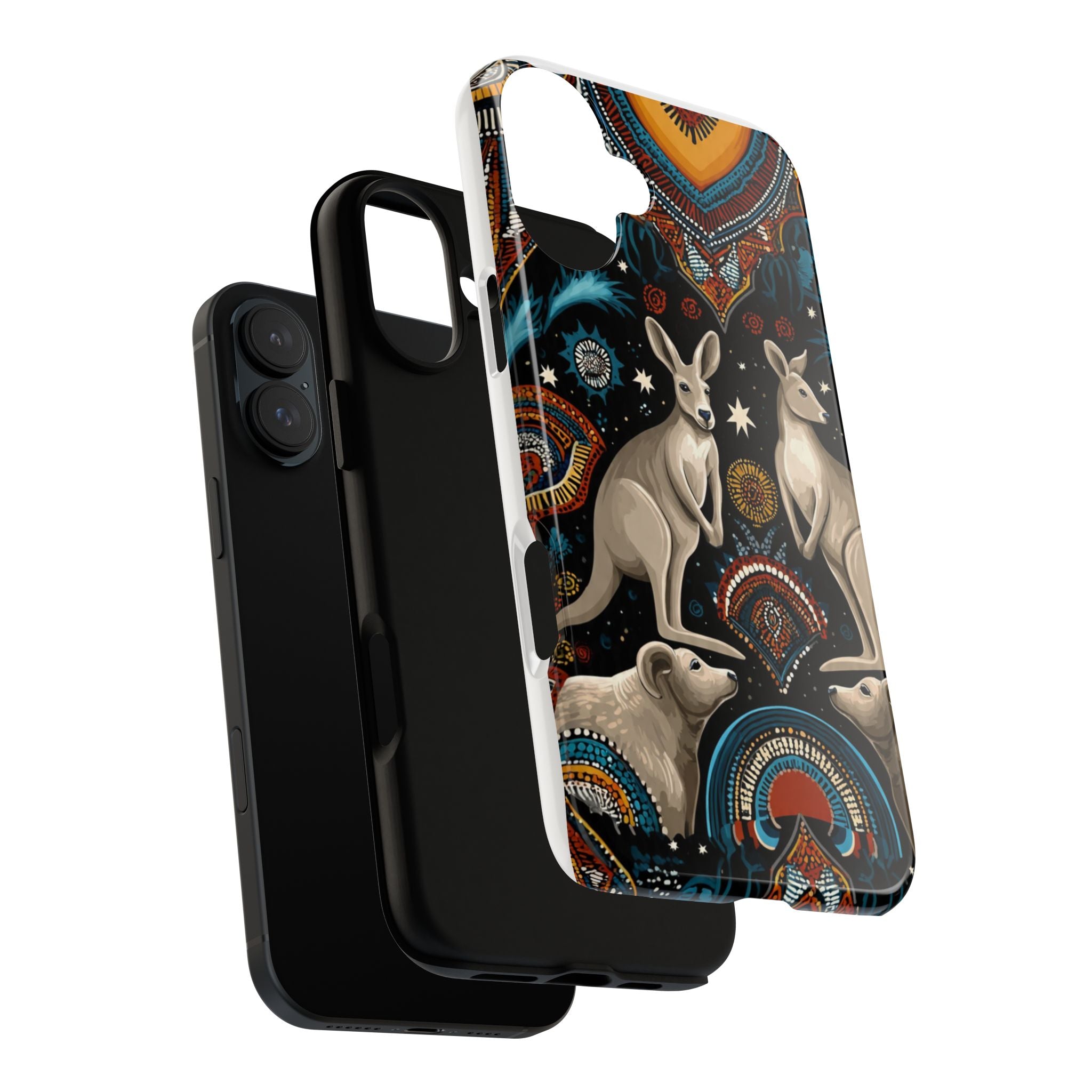 Kangaroo & Boomerang Tough Phone Case — Australian Wildlife Pattern